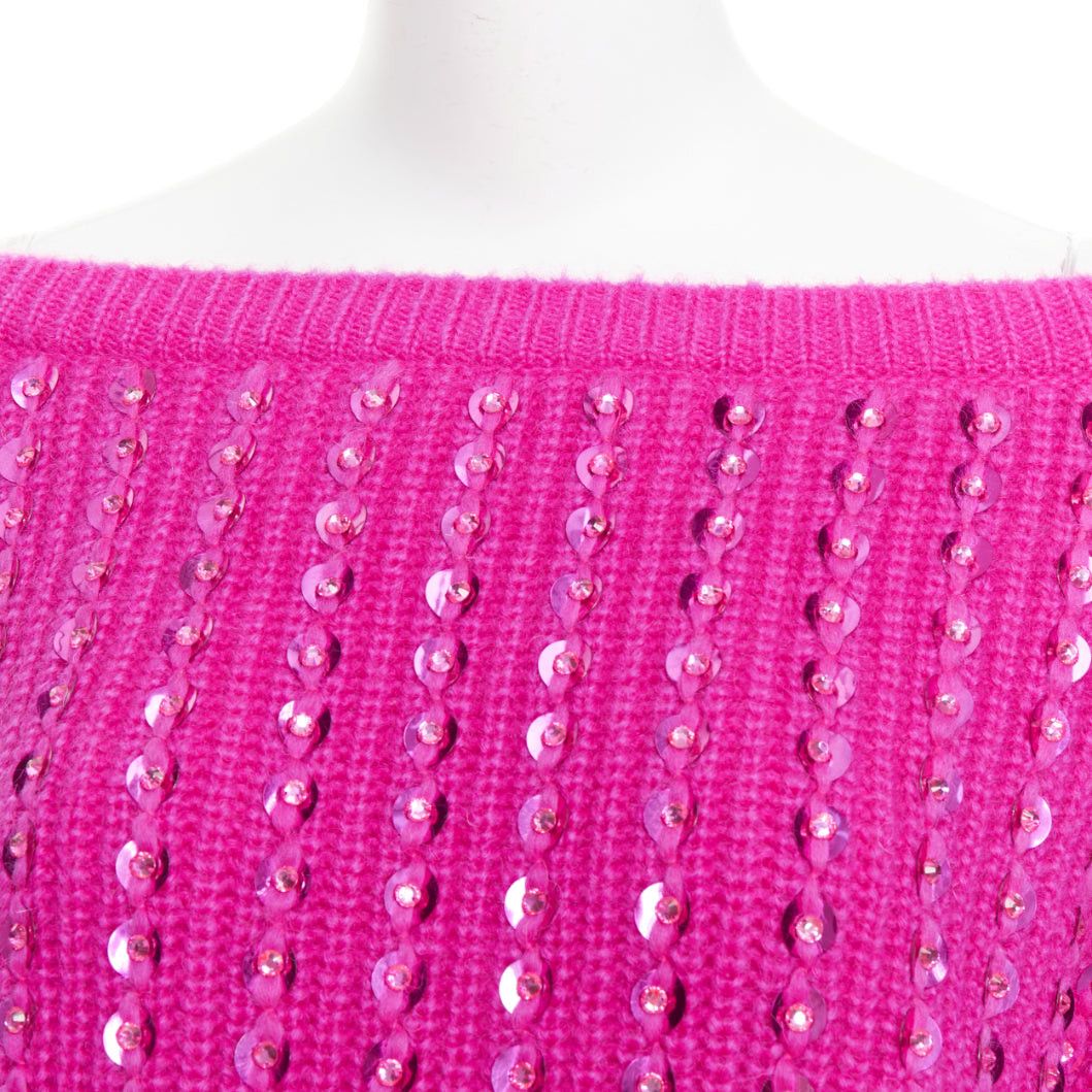 Valentino VALENTINO 2022 Pier Paolo Piccioli hot pink mohair blend jewel sweater S Size S / US 4 / IT 40 - 2 Thumbnail