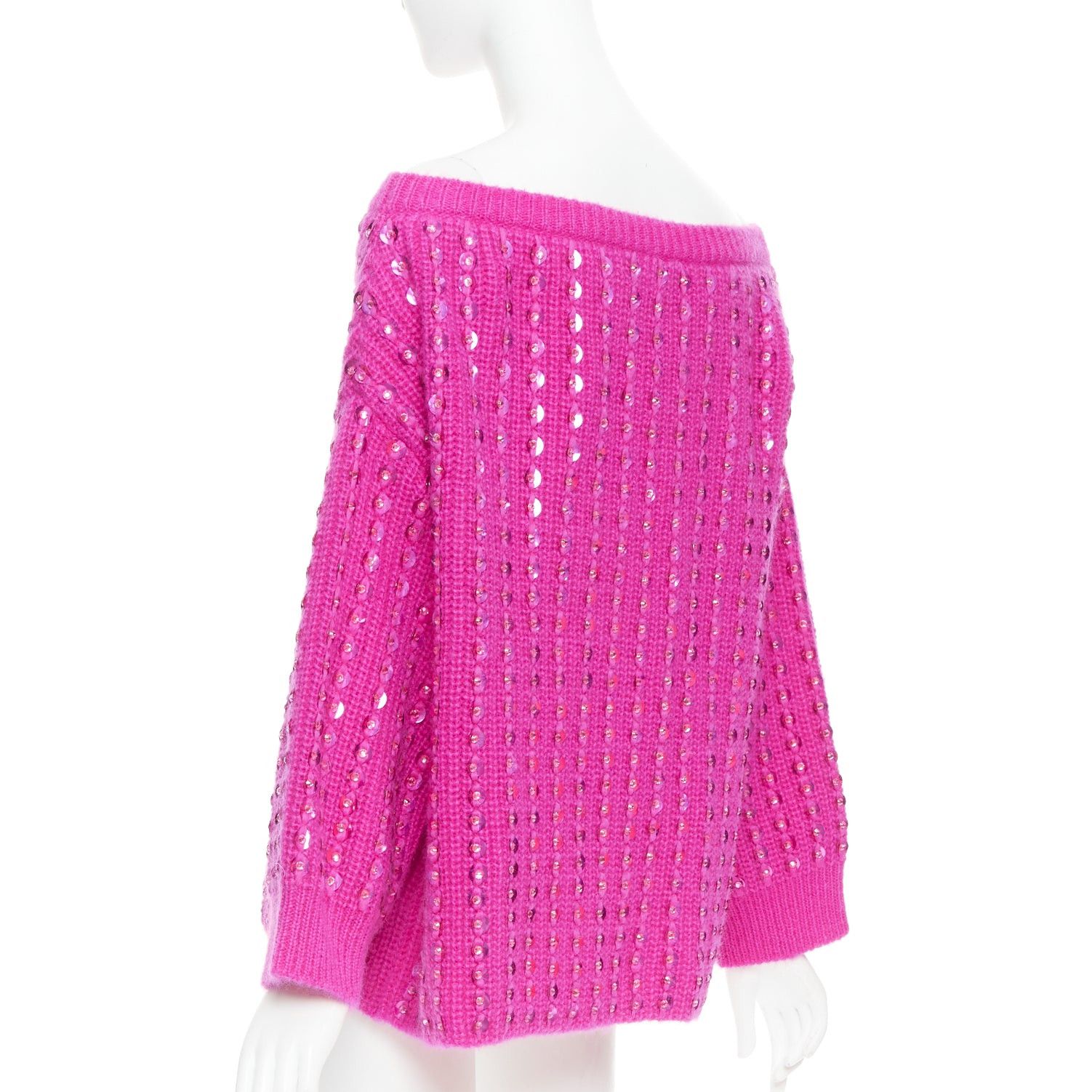Valentino VALENTINO 2022 Pier Paolo Piccioli hot pink mohair blend jewel sweater S Size S / US 4 / IT 40 - 6 Thumbnail