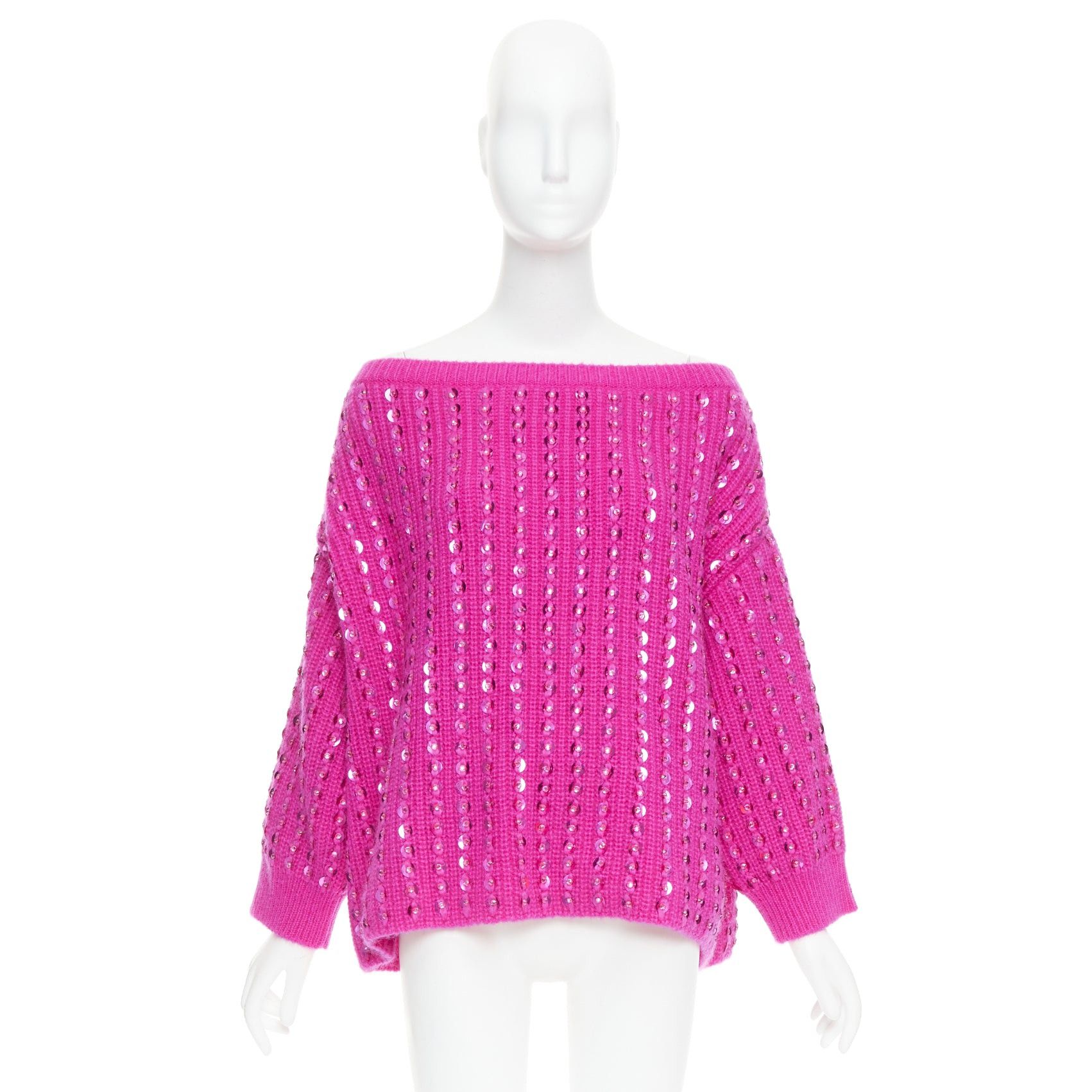 Valentino VALENTINO 2022 Pier Paolo Piccioli hot pink mohair blend jewel sweater S Size S / US 4 / IT 40 - 9 Thumbnail