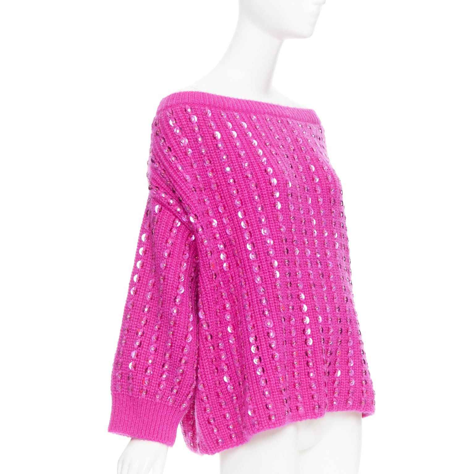 Valentino VALENTINO 2022 Pier Paolo Piccioli hot pink mohair blend jewel sweater S Size S / US 4 / IT 40 - 3 Thumbnail