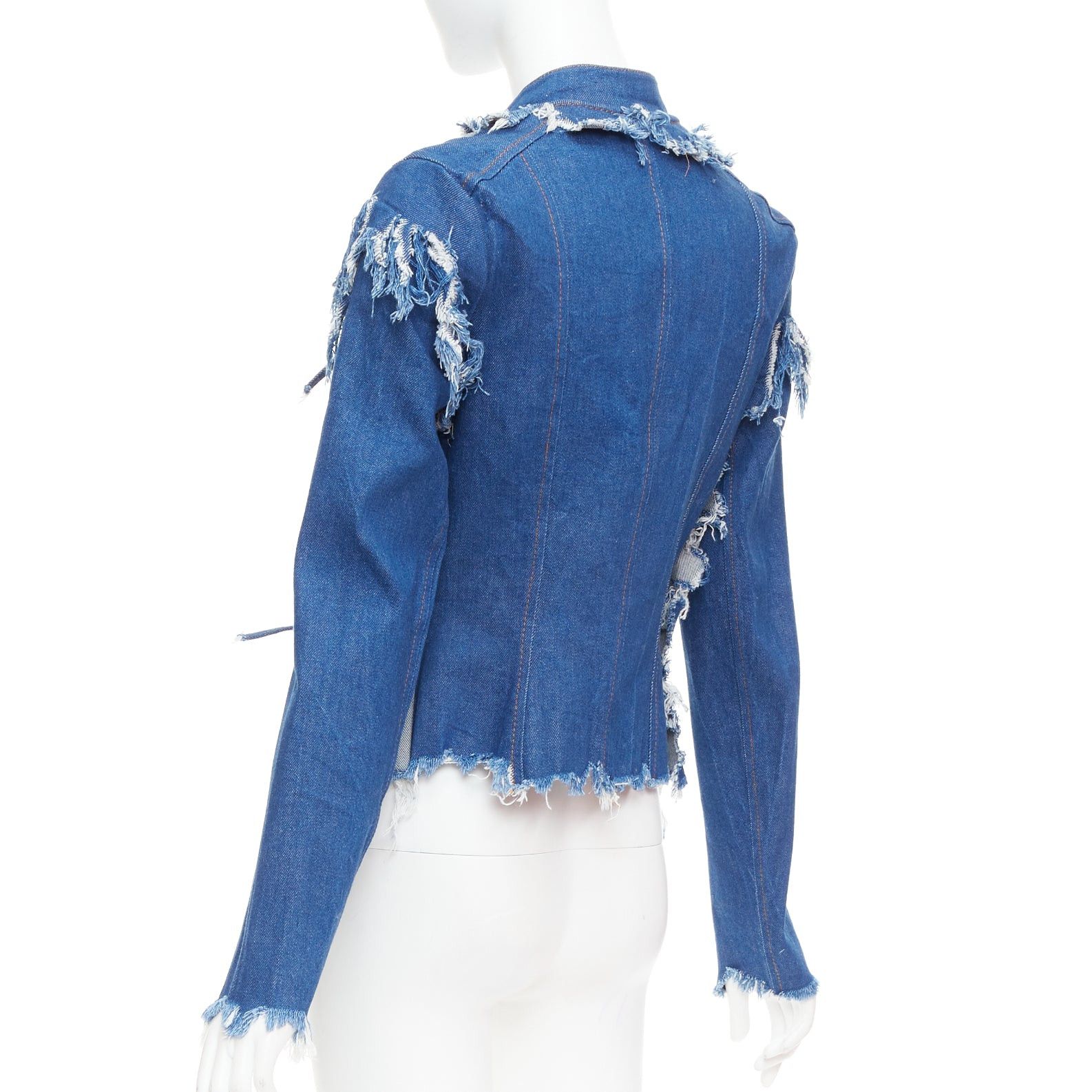 Other LADO BAKUCHAVA blue distressed shredded denim tie front jacket XS Size S / US 4 / IT 40 - 6 Thumbnail