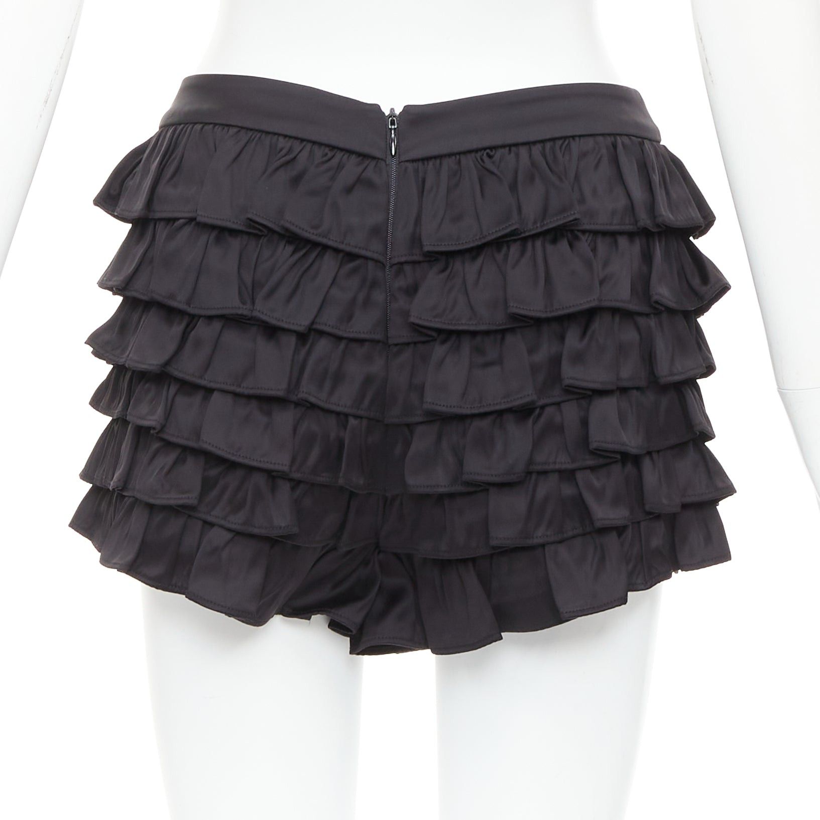 Shushu/Tong SHUSHU TONG black viscose ruffle tiered crystal bow mini shorts UK6 XS Size 26" / US 2 / IT 38 - 5 Thumbnail