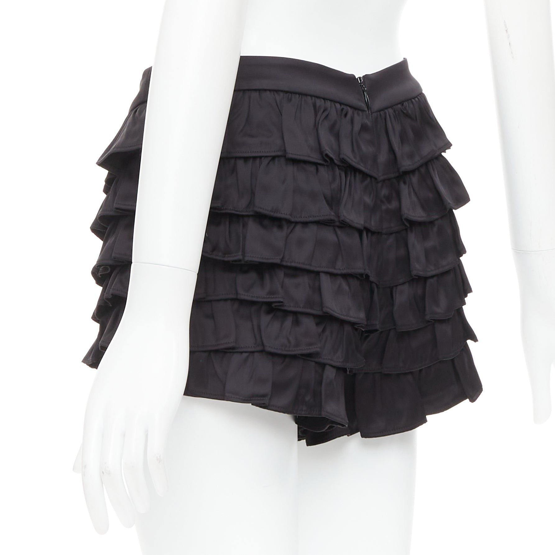 Shushu/Tong SHUSHU TONG black viscose ruffle tiered crystal bow mini shorts UK6 XS Size 26" / US 2 / IT 38 - 6 Thumbnail