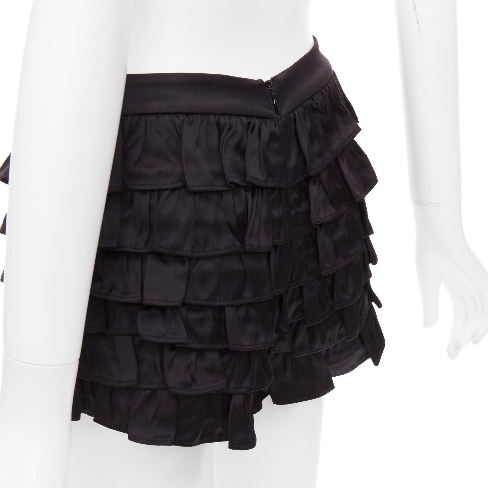 Shushu/Tong SHUSHU TONG black viscose ruffle tiered crystal bow mini shorts UK6 XS Size 26" / US 2 / IT 38 - 7 Thumbnail