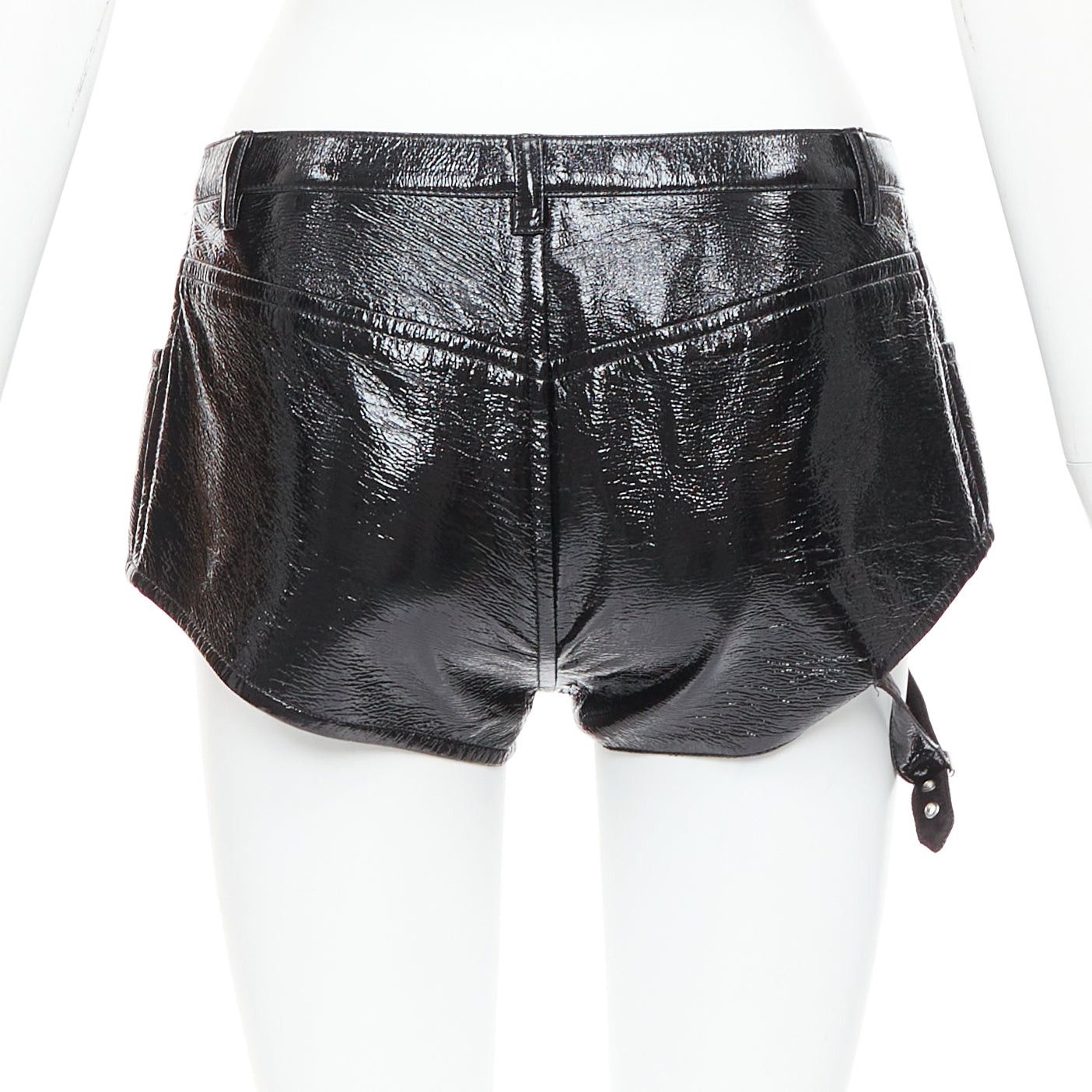 Courreges COURREGES black high shine vinyl leg harness cut out boy shorts FR38 M Size 26" / US 2 / IT 38 - 5 Thumbnail