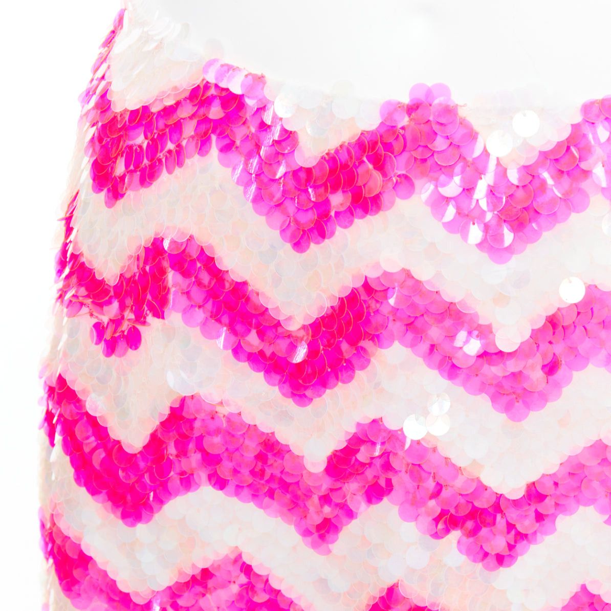 ASHISH ASHISH white neon hot pink chevron paillettes sequin mini skirt XS Size 26" / US 2 / IT 38 - 2 Thumbnail