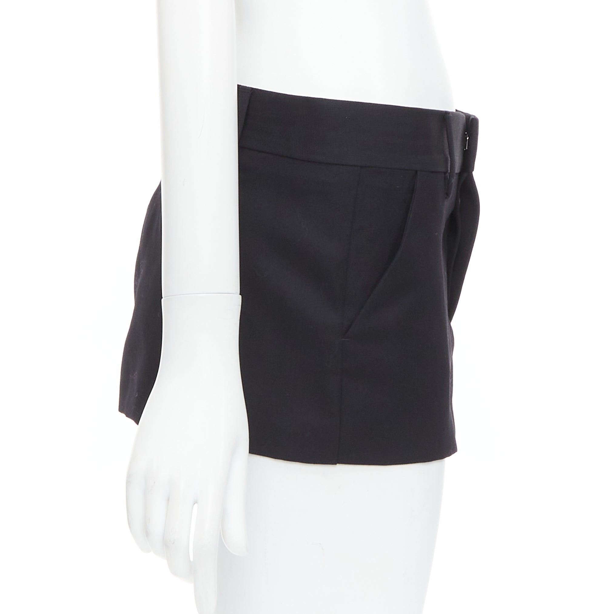 Dsquared2 DSQUARED2 black virgin wool logo super micro mini skirt IT36 XXS Size 25" / US 0 / IT 36 - 4 Thumbnail