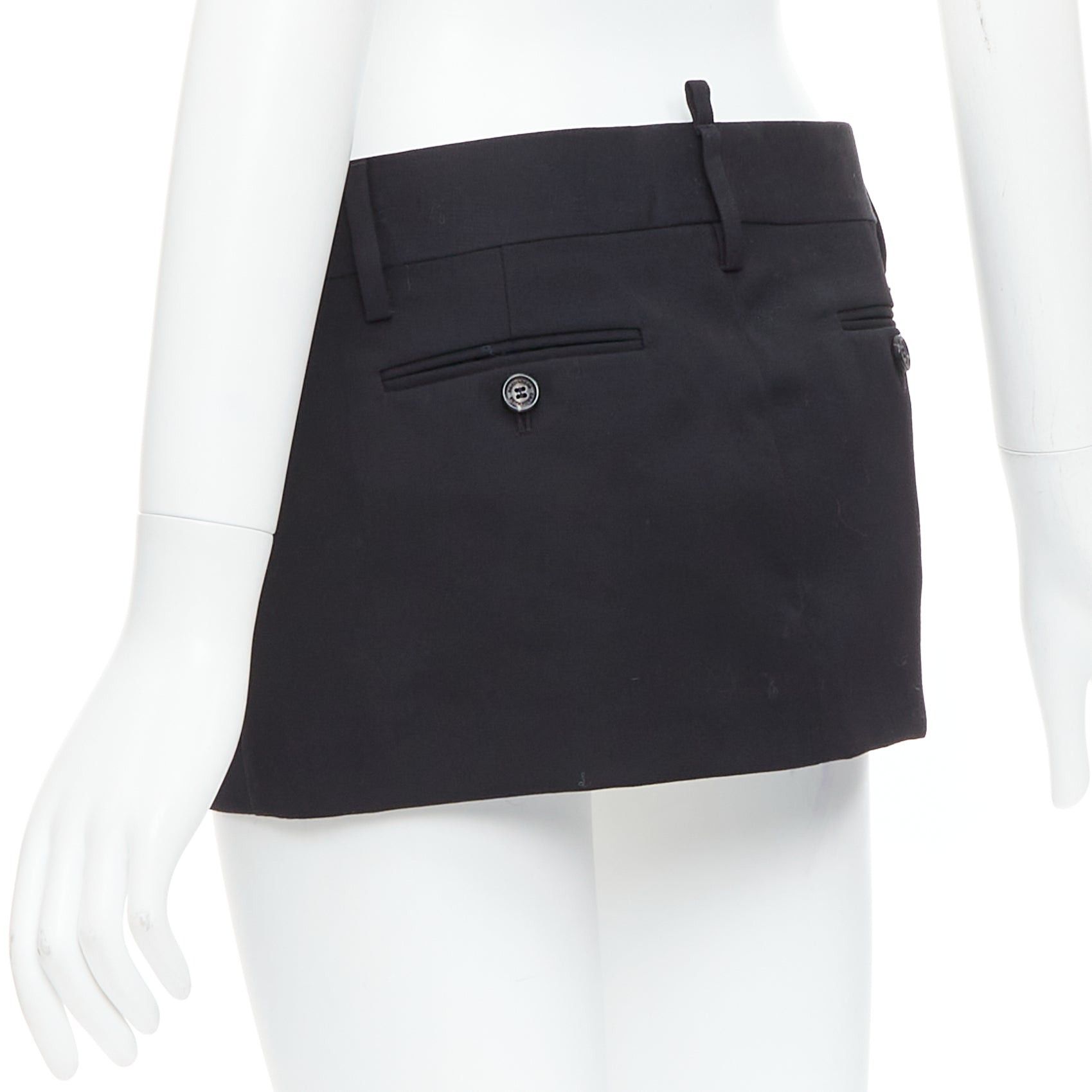 Dsquared2 DSQUARED2 black virgin wool logo super micro mini skirt IT36 XXS Size 25" / US 0 / IT 36 - 6 Thumbnail