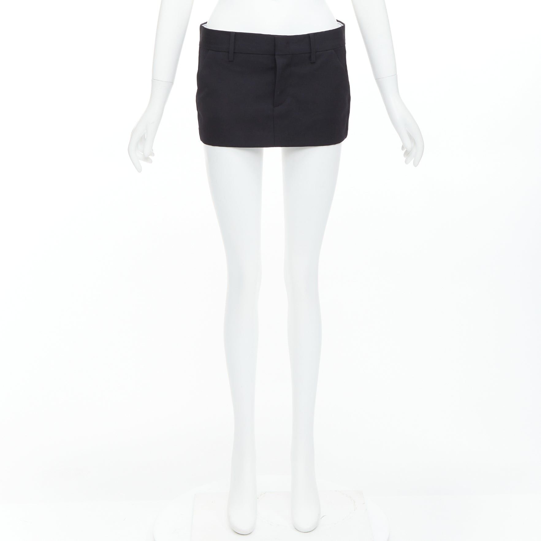 Dsquared2 DSQUARED2 black virgin wool logo super micro mini skirt IT36 XXS Size 25" / US 0 / IT 36 - 9 Thumbnail