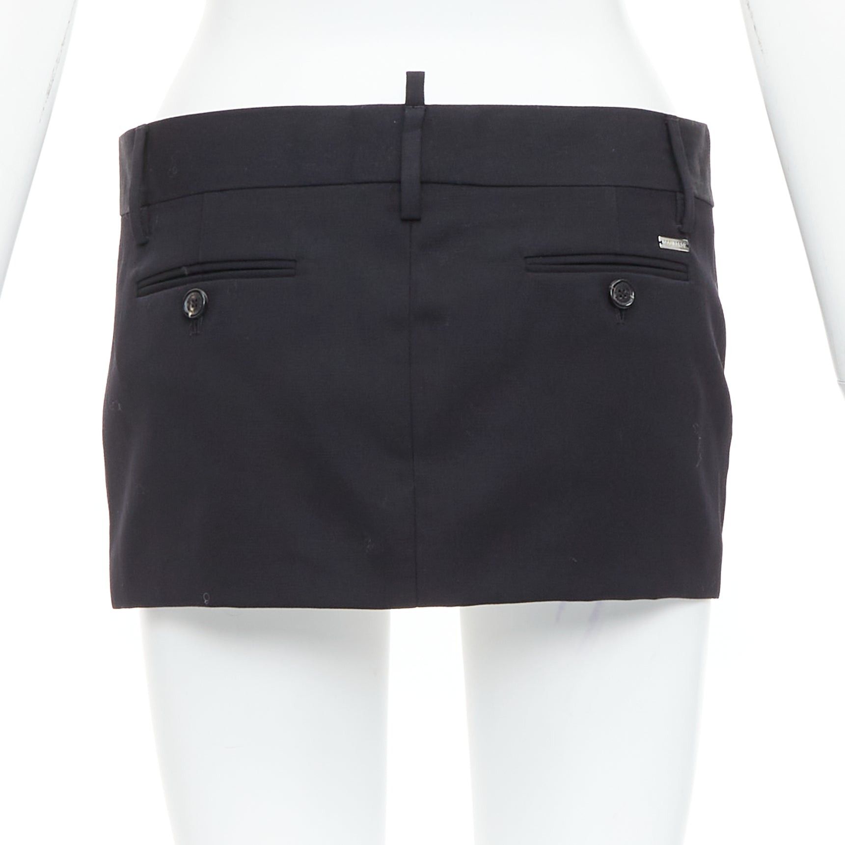 Dsquared2 DSQUARED2 black virgin wool logo super micro mini skirt IT36 XXS Size 25" / US 0 / IT 36 - 5 Thumbnail