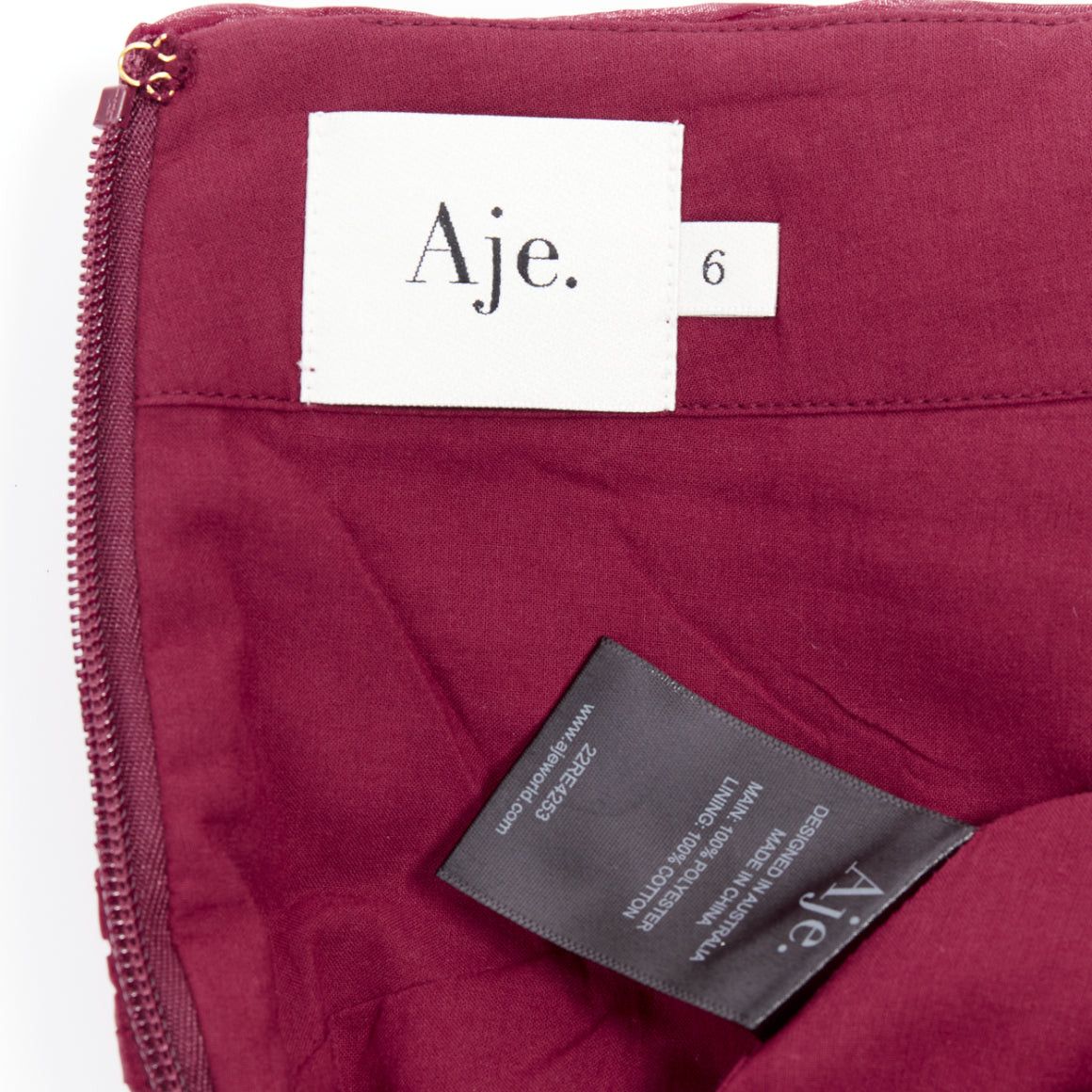 Aje AJE Laurier Wave burgundy plisse organza high waist mini skirt UK6 XS Size 26" / US 2 / IT 38 - 8 Thumbnail