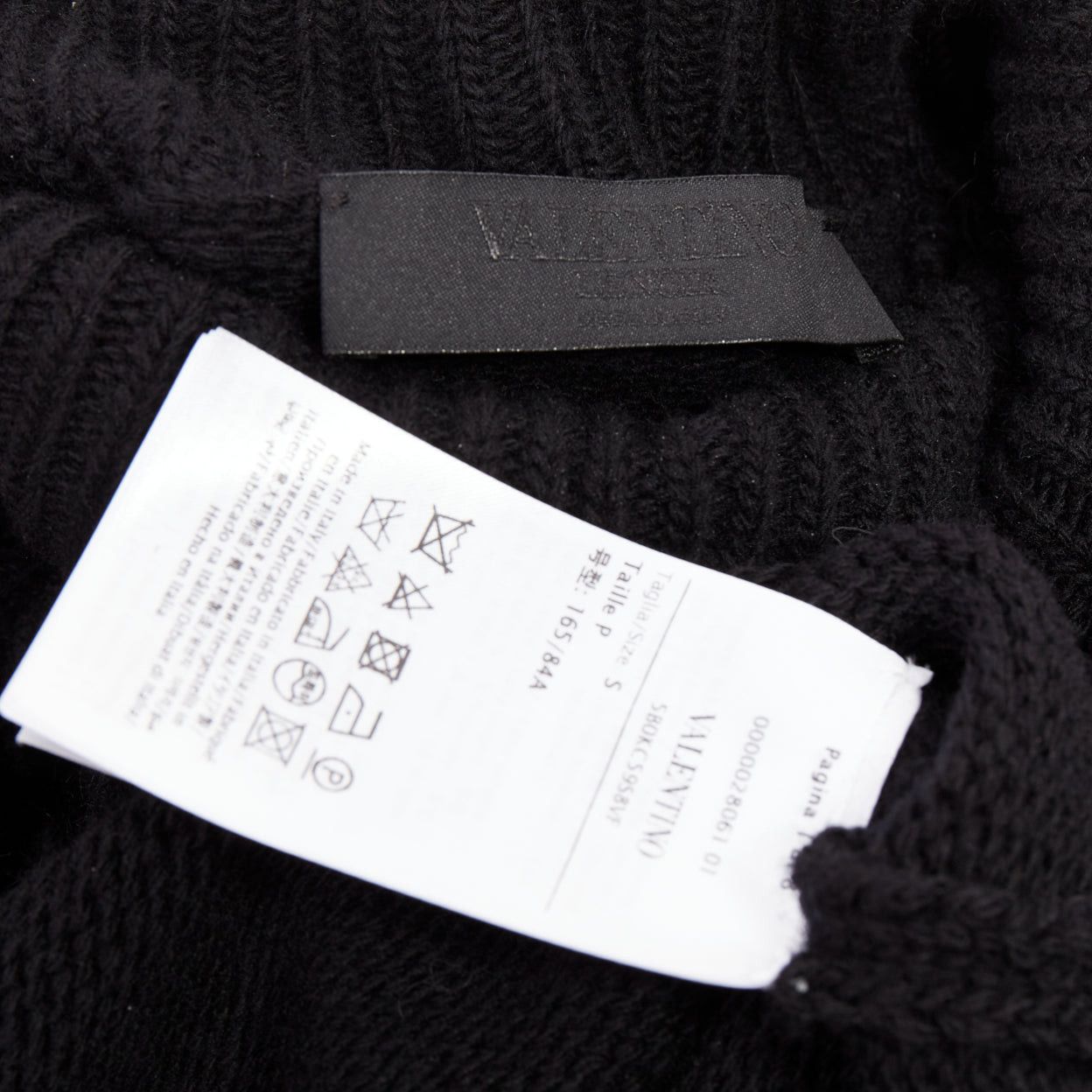 Valentino VALENTINO 2024 black virgin wool boucle yarn sleeves turtleneck sweater S Size S / US 4 / IT 40 - 8 Thumbnail