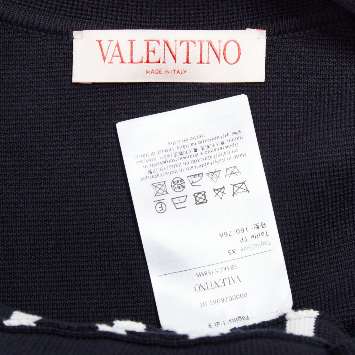 Valentino VALENTINO 2024 VGold navy white striped ostrich feather trim sleeve polo top XS Size S / US 4 / IT 40 - 8 Thumbnail