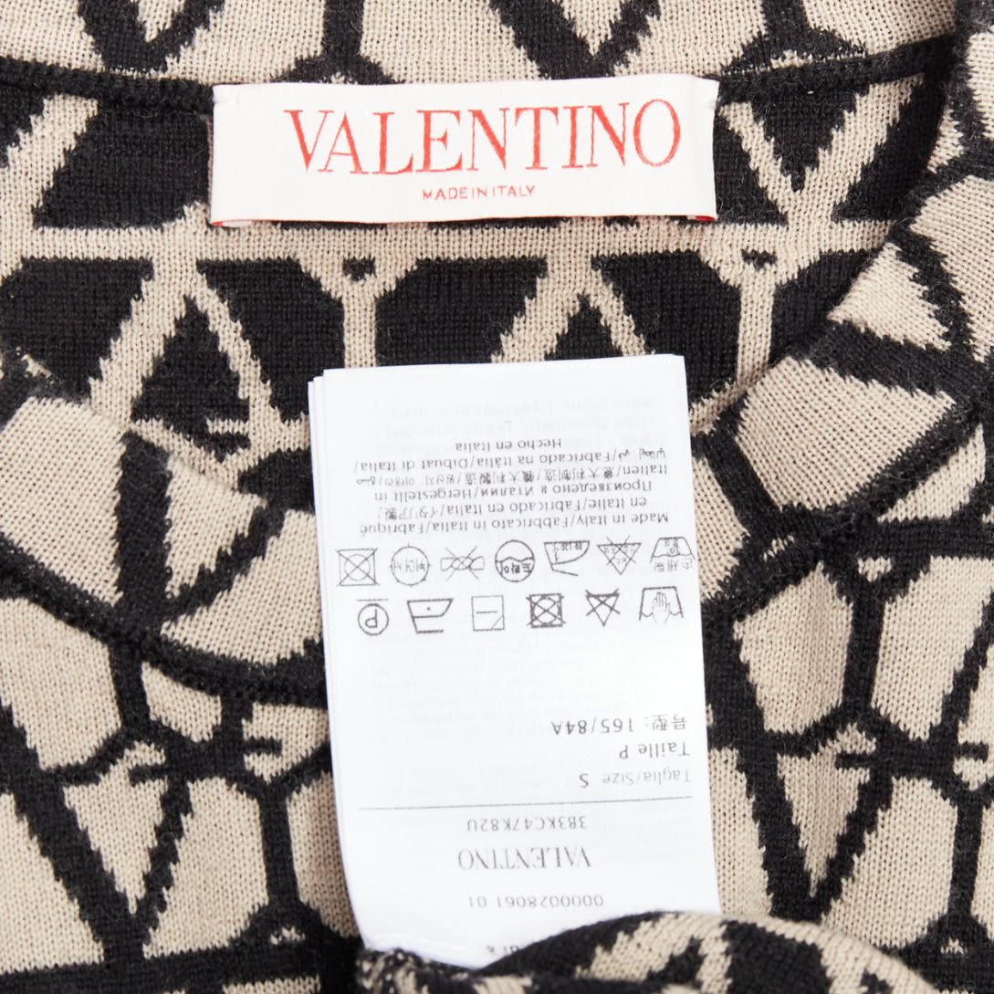 Valentino VALENTINO 2023 Toile Iconographe beige black 100% wool crop sweater top S Size S / US 4 / IT 40 - 8 Thumbnail