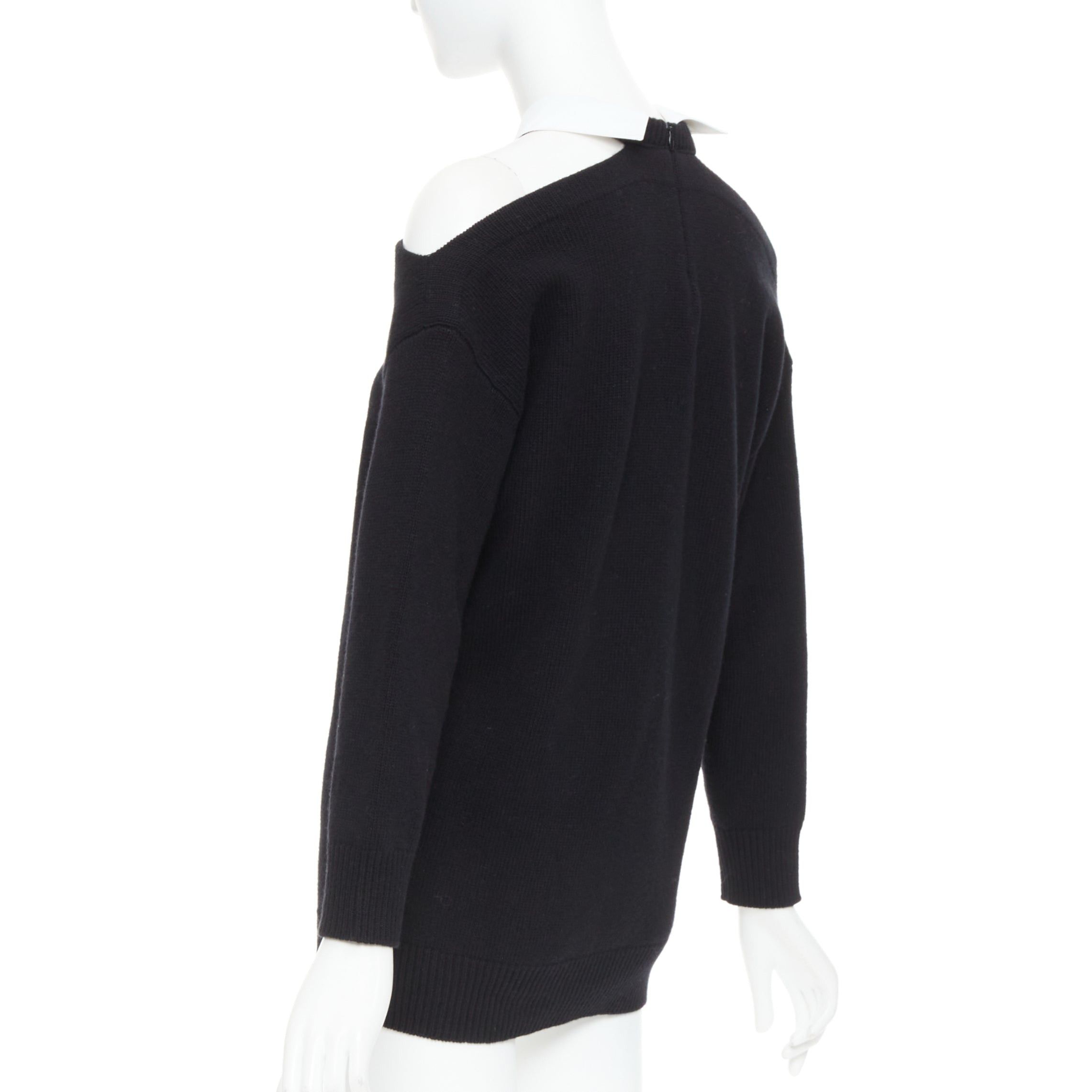 Valentino VALENTINO 2023 black 100% virgin wool collar cold shoulder sweater XS Size S / US 4 / IT 40 - 6 Thumbnail