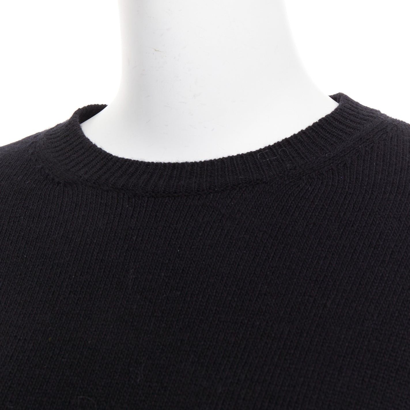 Valentino VALENTINO 2024 black virgin wool cream 3D Flower cuff crew neck sweater XS Size S / US 4 / IT 40 - 7 Thumbnail
