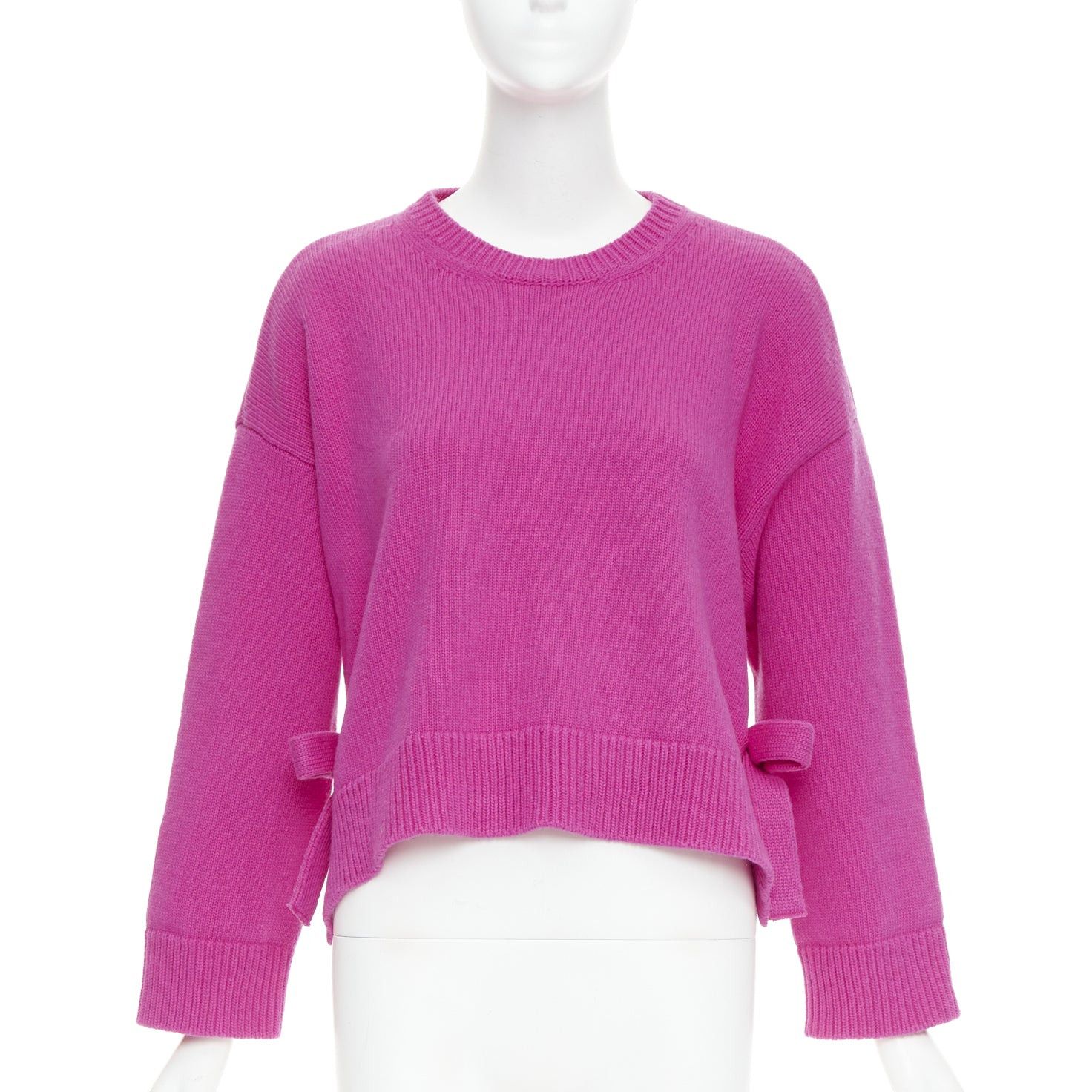Valentino VALENTINO 2022 Pier Paolo Piccioli pink bow virgin wool boxy sweater XS Size S / US 4 / IT 40 - 3 Thumbnail