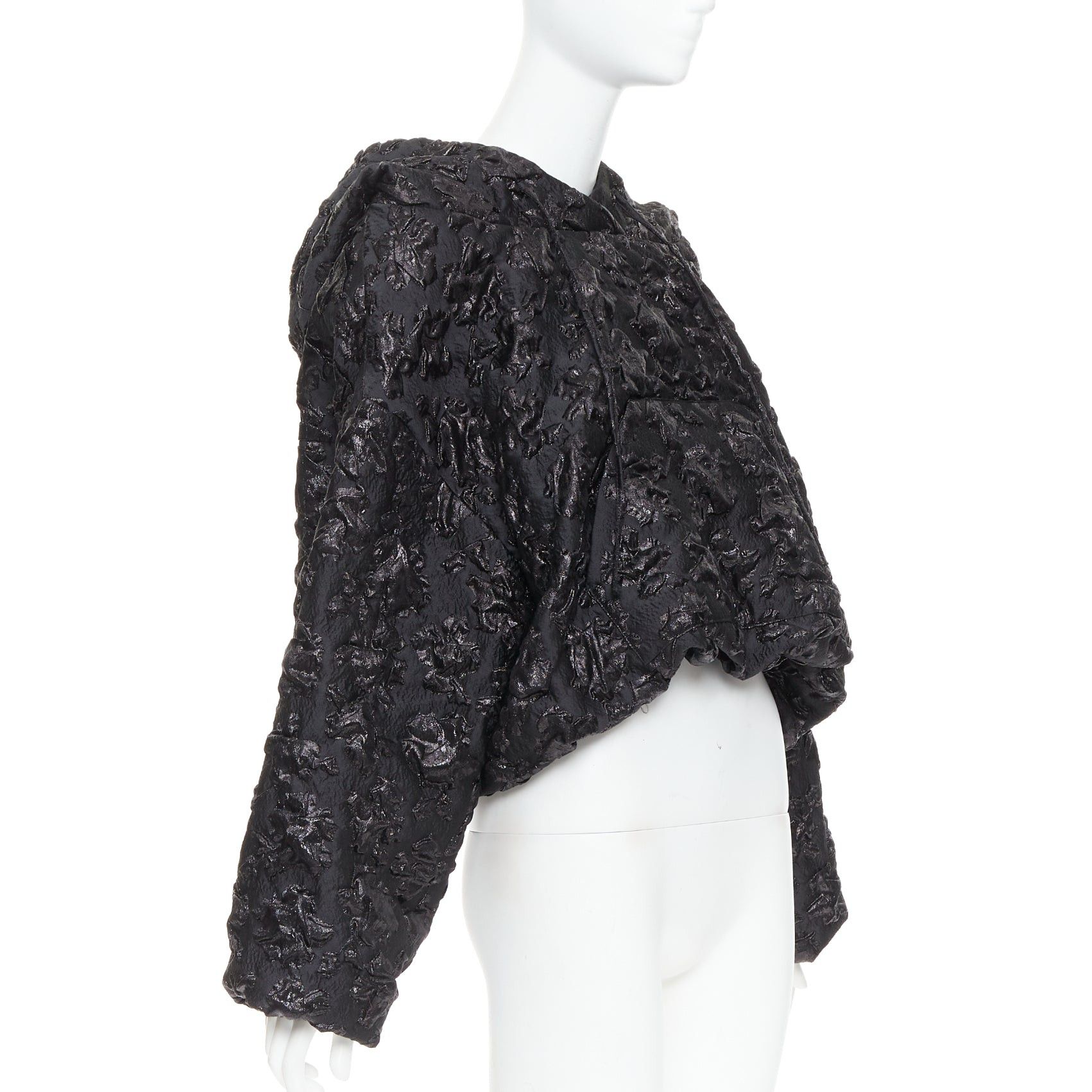 Valentino VALENTINO Pier Paolo Piccioli 2022 black floral 3D jacquard cropped hoodie IT42 M Size M / US 6-8 / IT 42-44 - 3 Thumbnail