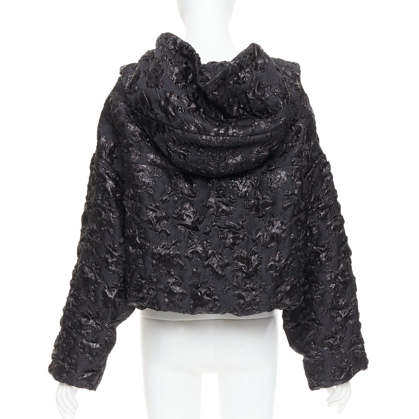 Valentino VALENTINO Pier Paolo Piccioli 2022 black floral 3D jacquard cropped hoodie IT42 M Size M / US 6-8 / IT 42-44 - 5 Thumbnail
