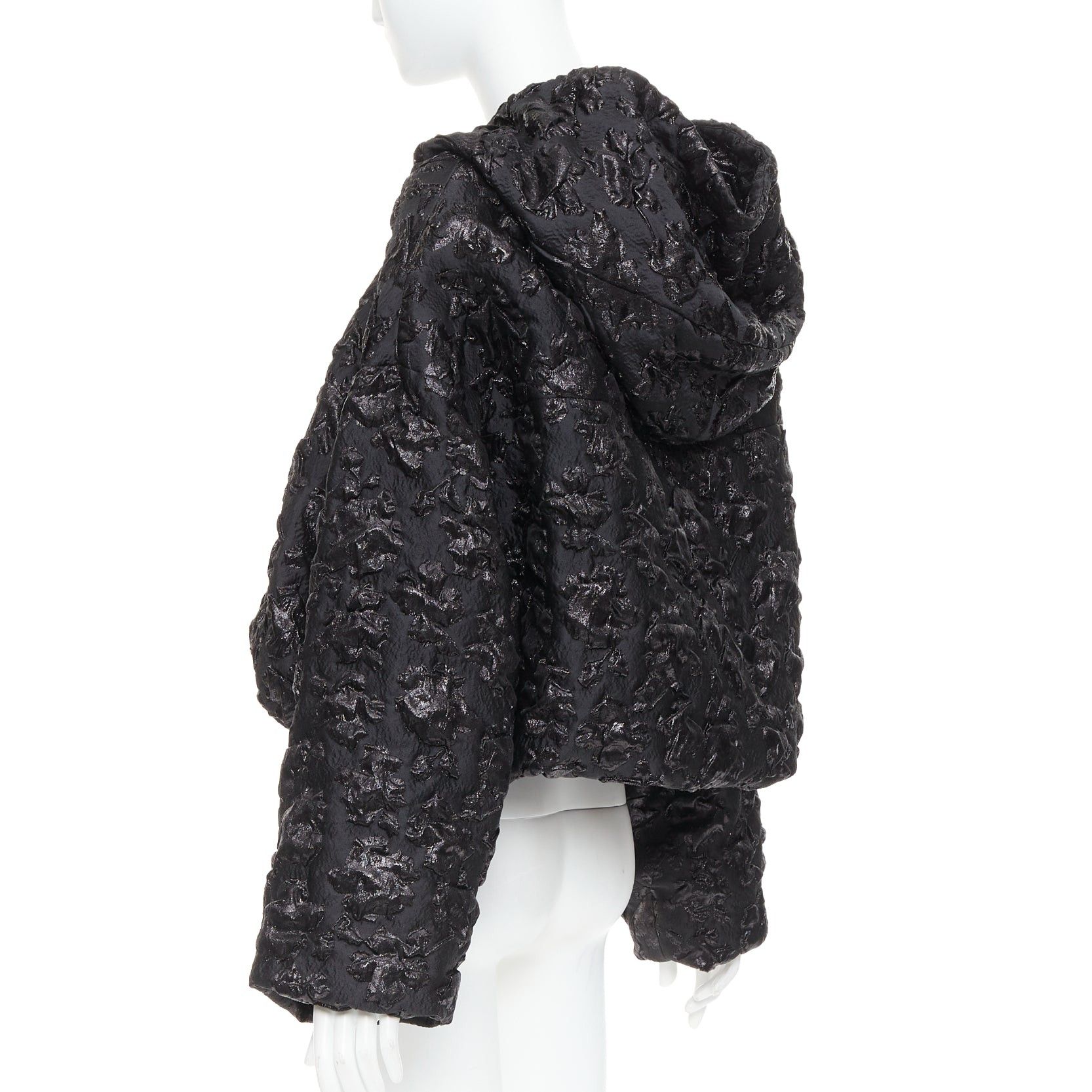 Valentino VALENTINO Pier Paolo Piccioli 2022 black floral 3D jacquard cropped hoodie IT42 M Size M / US 6-8 / IT 42-44 - 6 Thumbnail