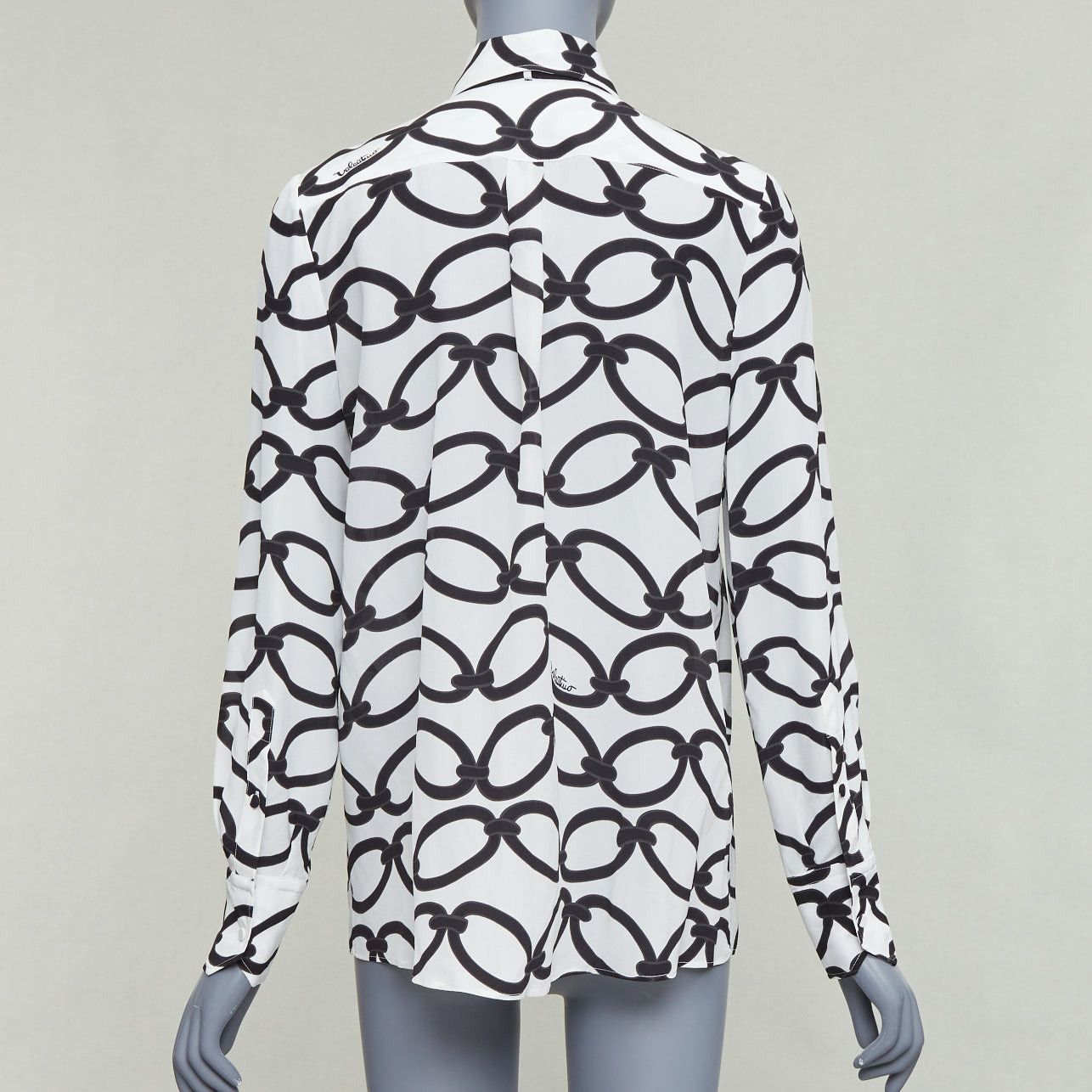 Valentino VALENTINO 2022 Chain 1967 black white crepe de chine silk blouse IT38 XS Size XS / US 0-2 / IT 36-38 - 5 Thumbnail