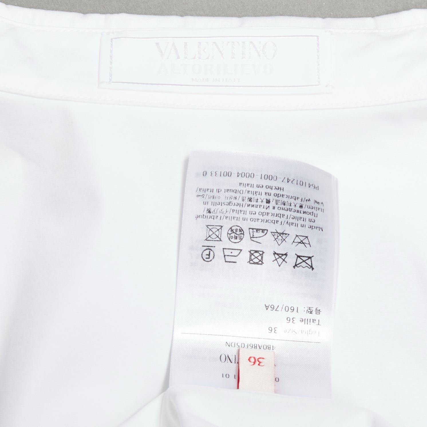 Valentino VALENTINO 2023 white floral 3D applique cut out bib dress shirt IT36 XXS Size XS / US 0-2 / IT 36-38 - 8 Thumbnail