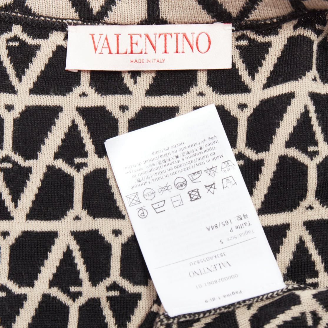 Valentino VALENTINO 2023 Toile Iconographe monogram beige black wool cropped cardigan S Size S / US 4 / IT 40 - 9 Thumbnail