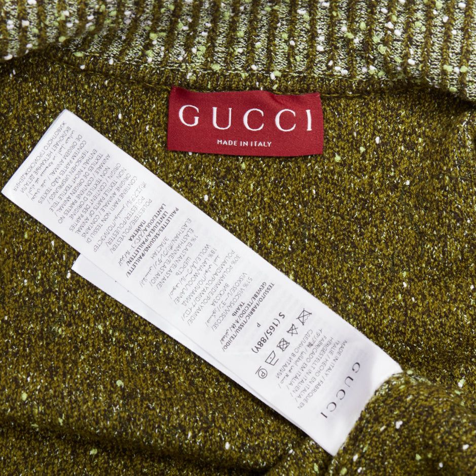 Gucci GUCCI De Sarno dark green boucle knit multi pailettes cardigan S Size S / US 4 / IT 40 - 9 Thumbnail