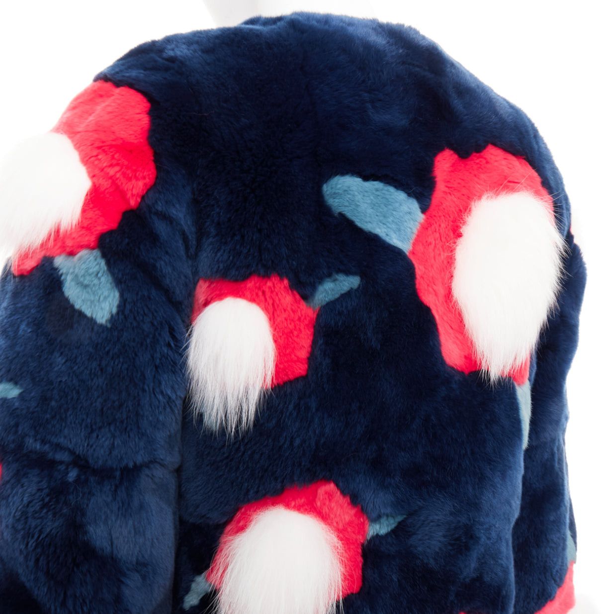Yves Salomon YVES SALOMON KIDS navy rabbit mink floral patchwork coat Yr10 XS Size XS / US 0-2 / IT 36-38 - 2 Thumbnail
