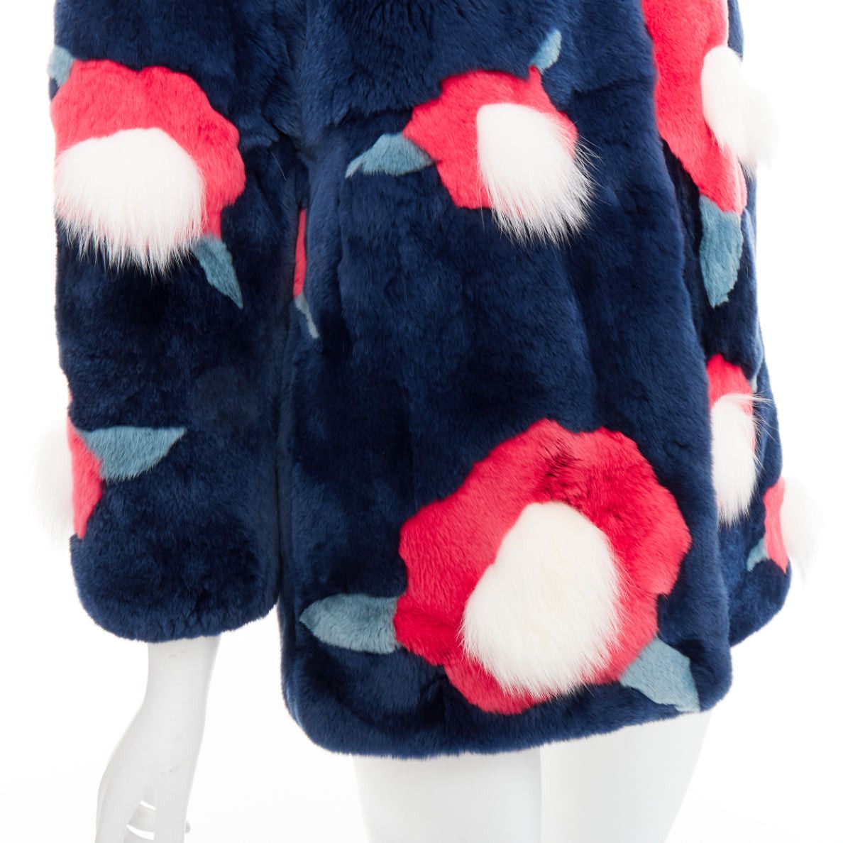 Yves Salomon YVES SALOMON KIDS navy rabbit mink floral patchwork coat Yr10 XS Size XS / US 0-2 / IT 36-38 - 8 Thumbnail