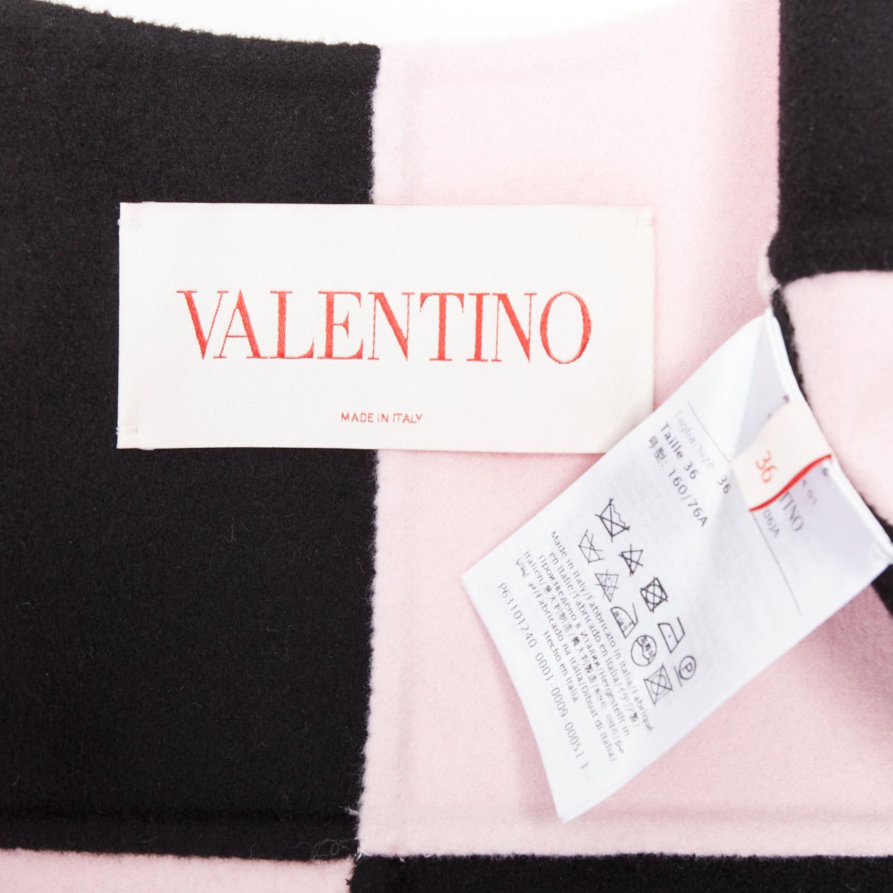 Valentino VALENTINO 2023 black pink checkered wool cashmere cape coat IT36 XXS Size XS / US 0-2 / IT 36-38 - 8 Thumbnail