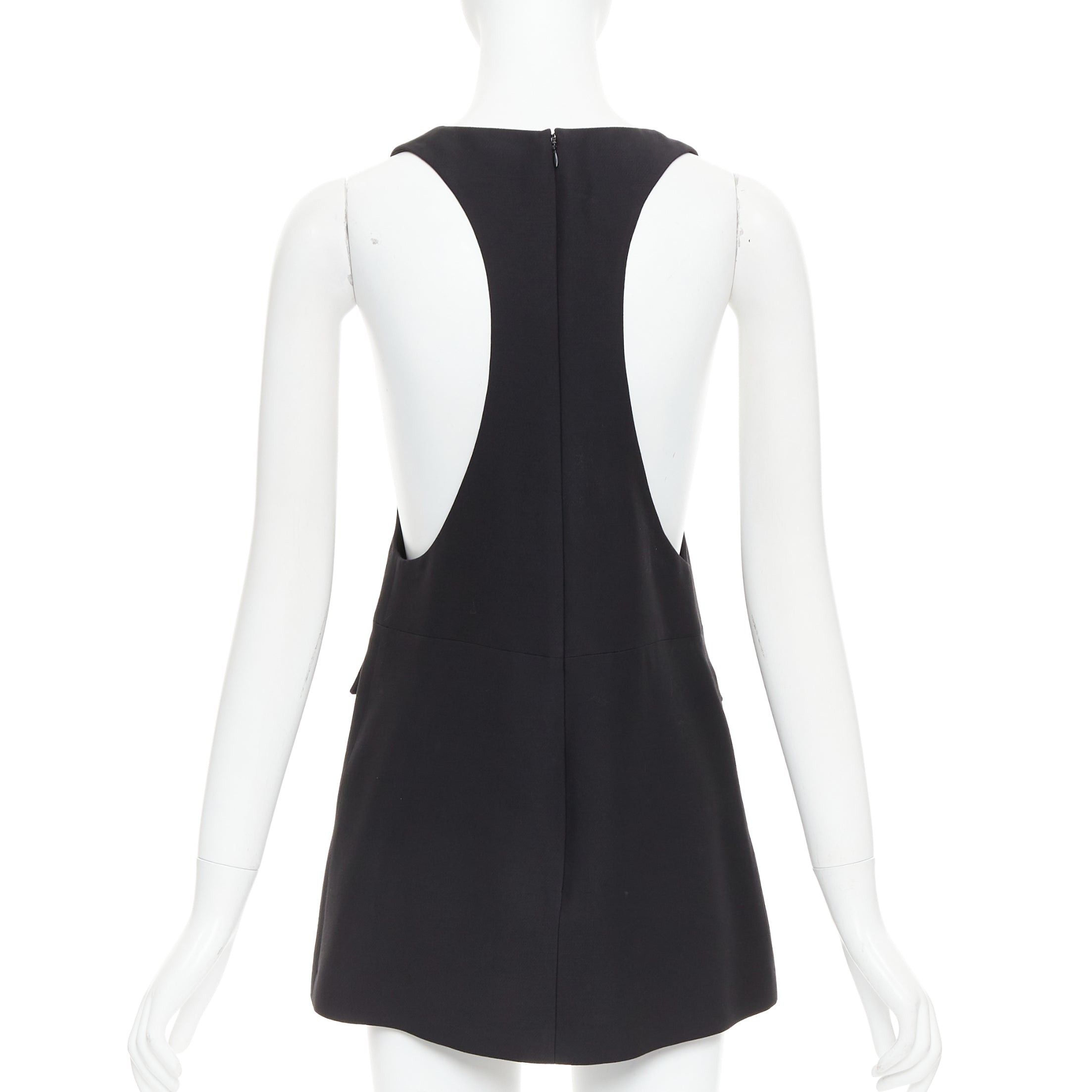 Valentino VALENTINO black wool silk Rockstud pockets scoop minid ress IT38 XS Size XS / US 0-2 / IT 36-38 - 5 Thumbnail