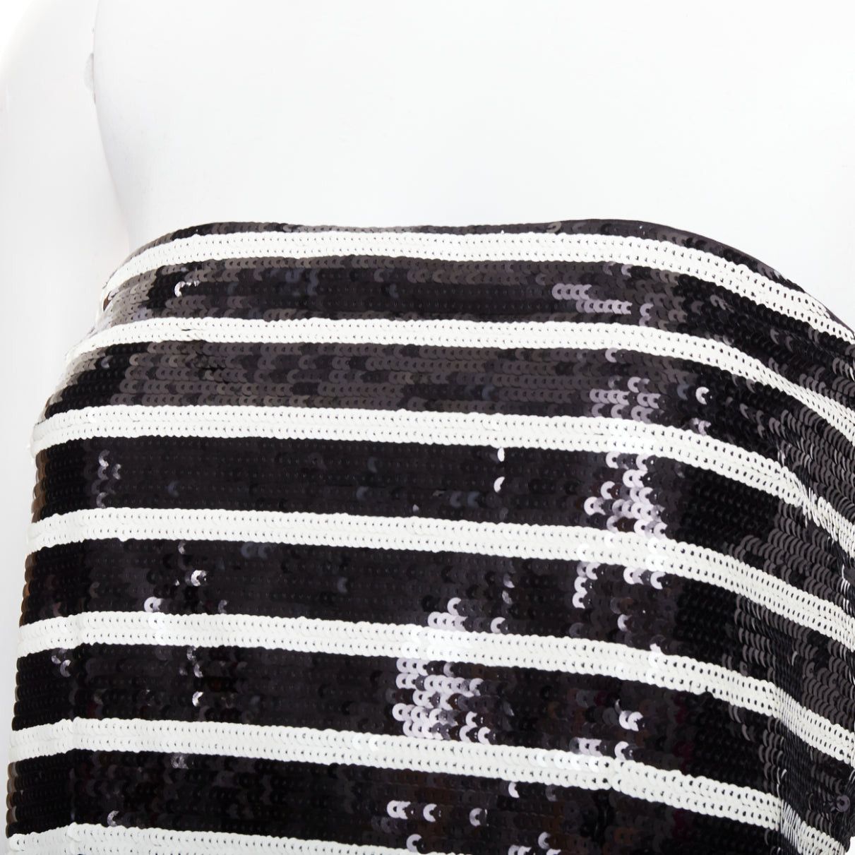 Veronica Beard VERONICA BEARD Cala black white striped sequin strapless corseted dress US0 XS Size XS / US 0-2 / IT 36-38 - 2 Thumbnail