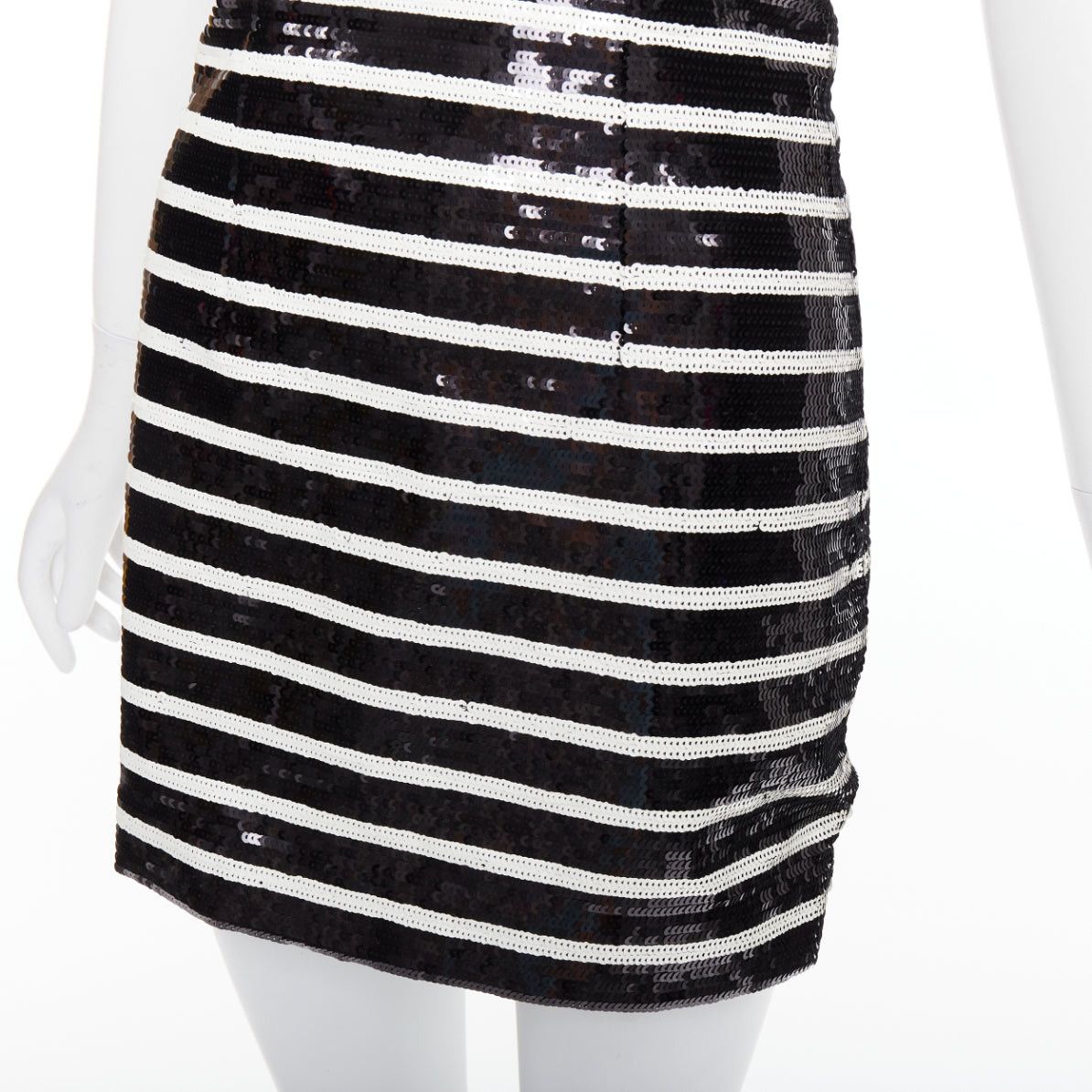 Veronica Beard VERONICA BEARD Cala black white striped sequin strapless corseted dress US0 XS Size XS / US 0-2 / IT 36-38 - 7 Thumbnail