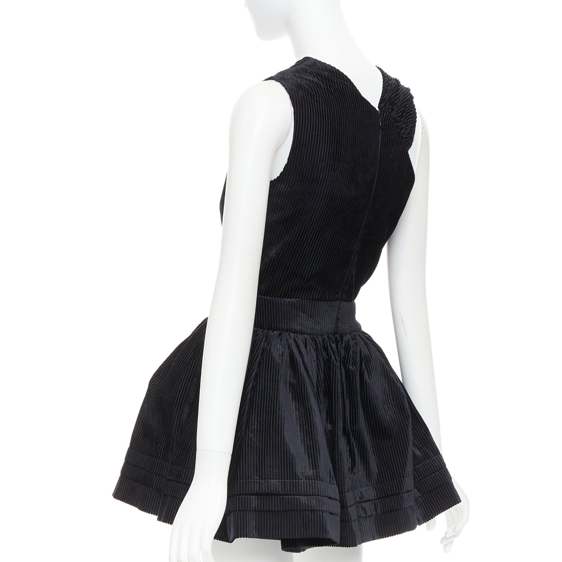 Shushu/Tong SHUSHU TONG Tuck Edge Sloping black corduroy fit flare dress UK6 XS Size XS / US 0-2 / IT 36-38 - 6 Thumbnail