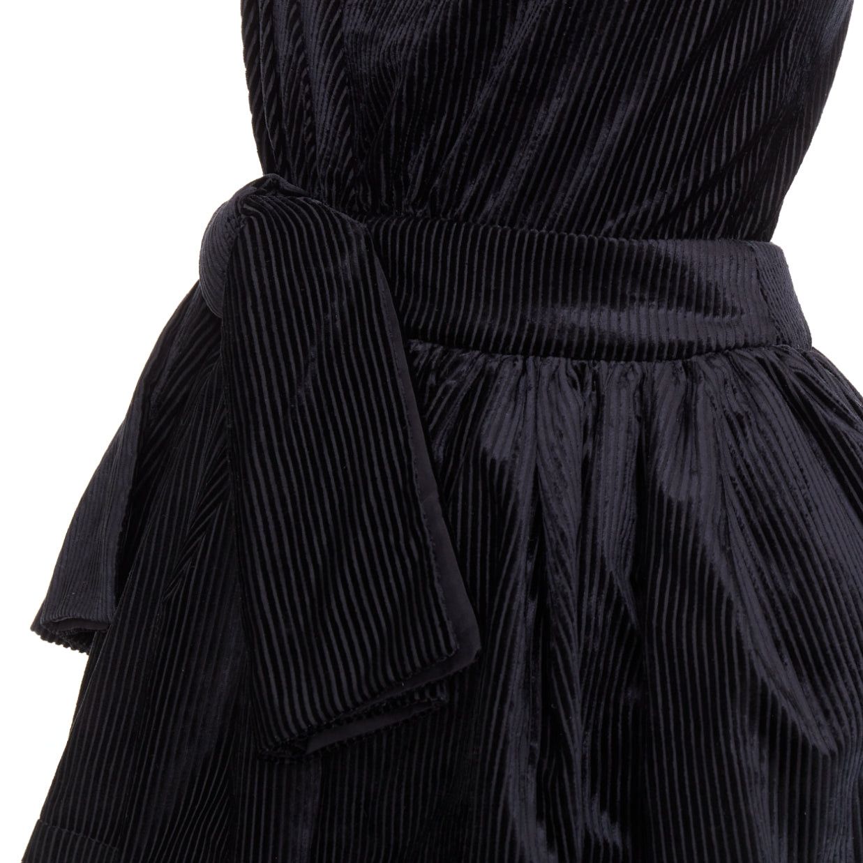 Shushu/Tong SHUSHU TONG Tuck Edge Sloping black corduroy fit flare dress UK6 XS Size XS / US 0-2 / IT 36-38 - 7 Thumbnail
