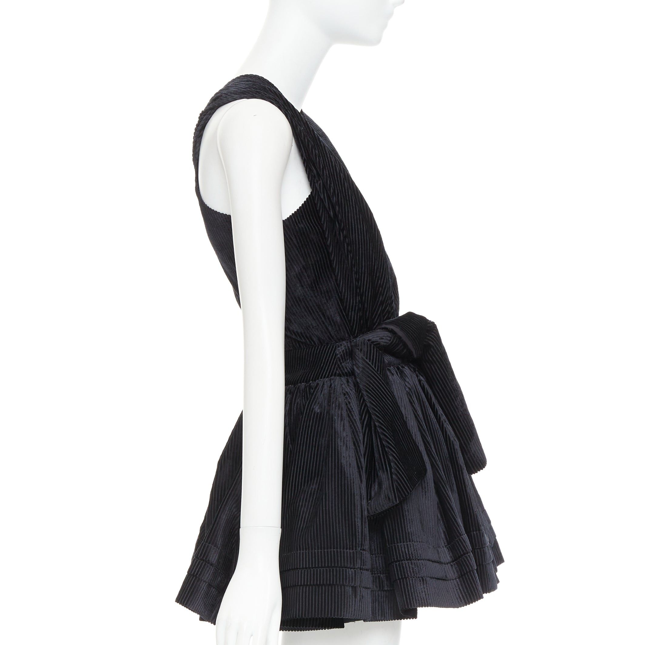Shushu/Tong SHUSHU TONG Tuck Edge Sloping black corduroy fit flare dress UK6 XS Size XS / US 0-2 / IT 36-38 - 4 Thumbnail