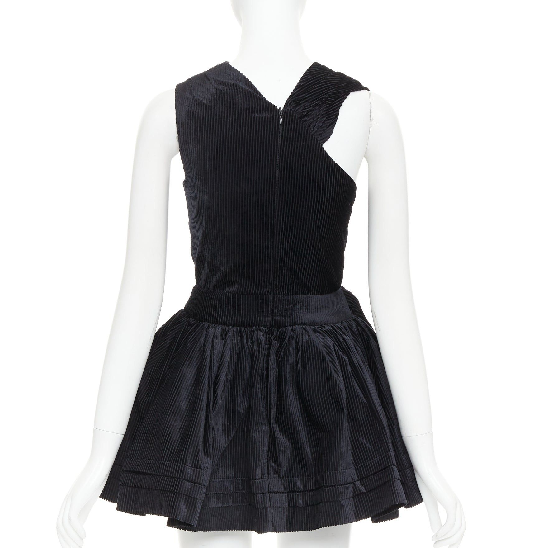 Shushu/Tong SHUSHU TONG Tuck Edge Sloping black corduroy fit flare dress UK6 XS Size XS / US 0-2 / IT 36-38 - 5 Thumbnail
