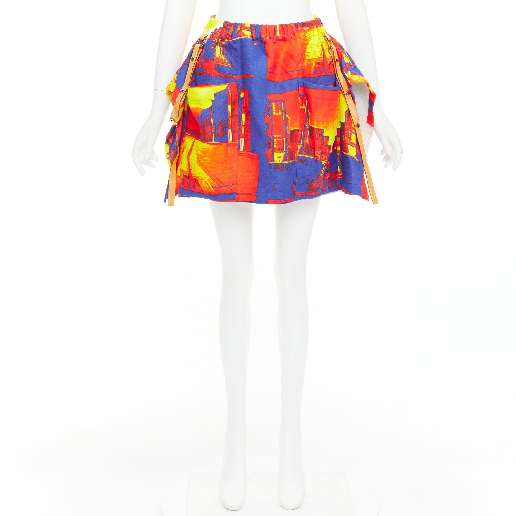 Louis Vuitton LOUIS VUITTON Salk Institute orange purple linen lambskin trim pocket mini skirt FR34 XS Size 26" / US 2 / IT 38 - 9 Thumbnail