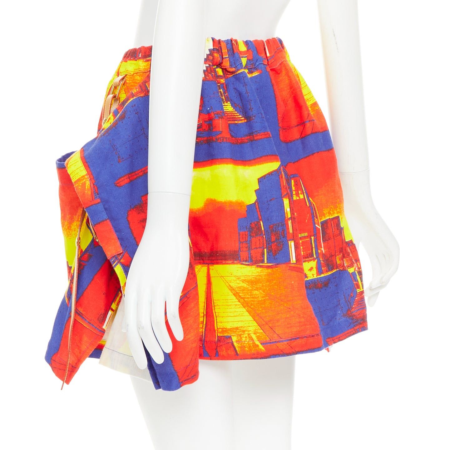 Louis Vuitton LOUIS VUITTON Salk Institute orange purple linen lambskin trim pocket mini skirt FR34 XS Size 26" / US 2 / IT 38 - 6 Thumbnail