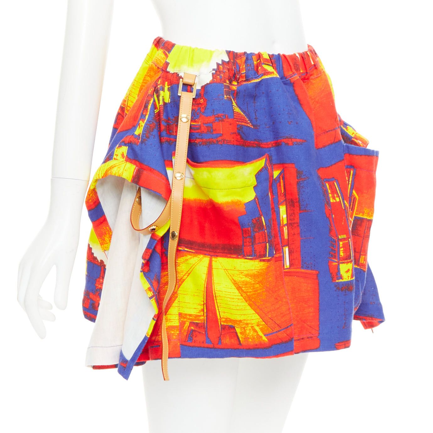 Louis Vuitton LOUIS VUITTON Salk Institute orange purple linen lambskin trim pocket mini skirt FR34 XS Size 26" / US 2 / IT 38 - 3 Thumbnail