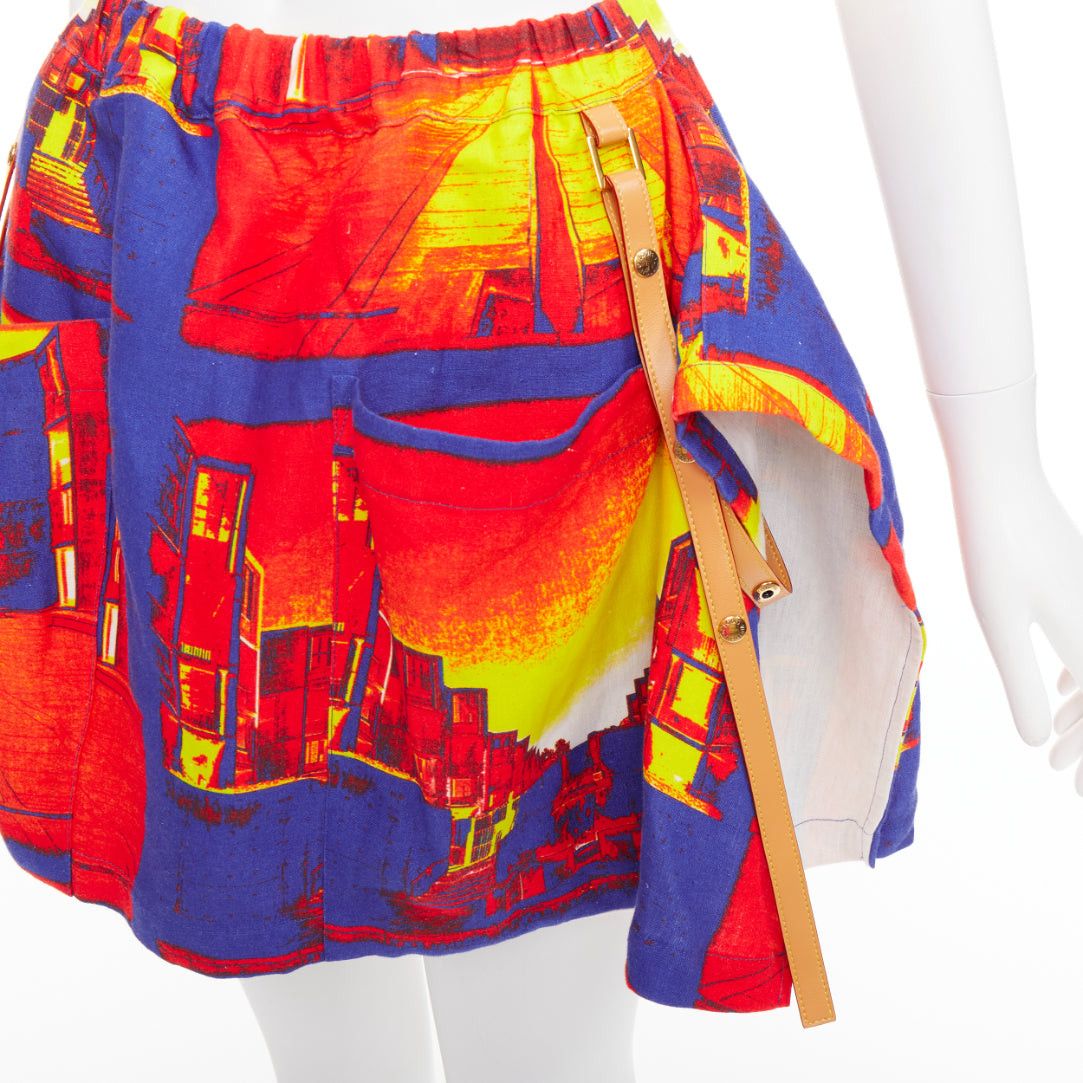 Louis Vuitton LOUIS VUITTON Salk Institute orange purple linen lambskin trim pocket mini skirt FR34 XS Size 26" / US 2 / IT 38 - 2 Thumbnail