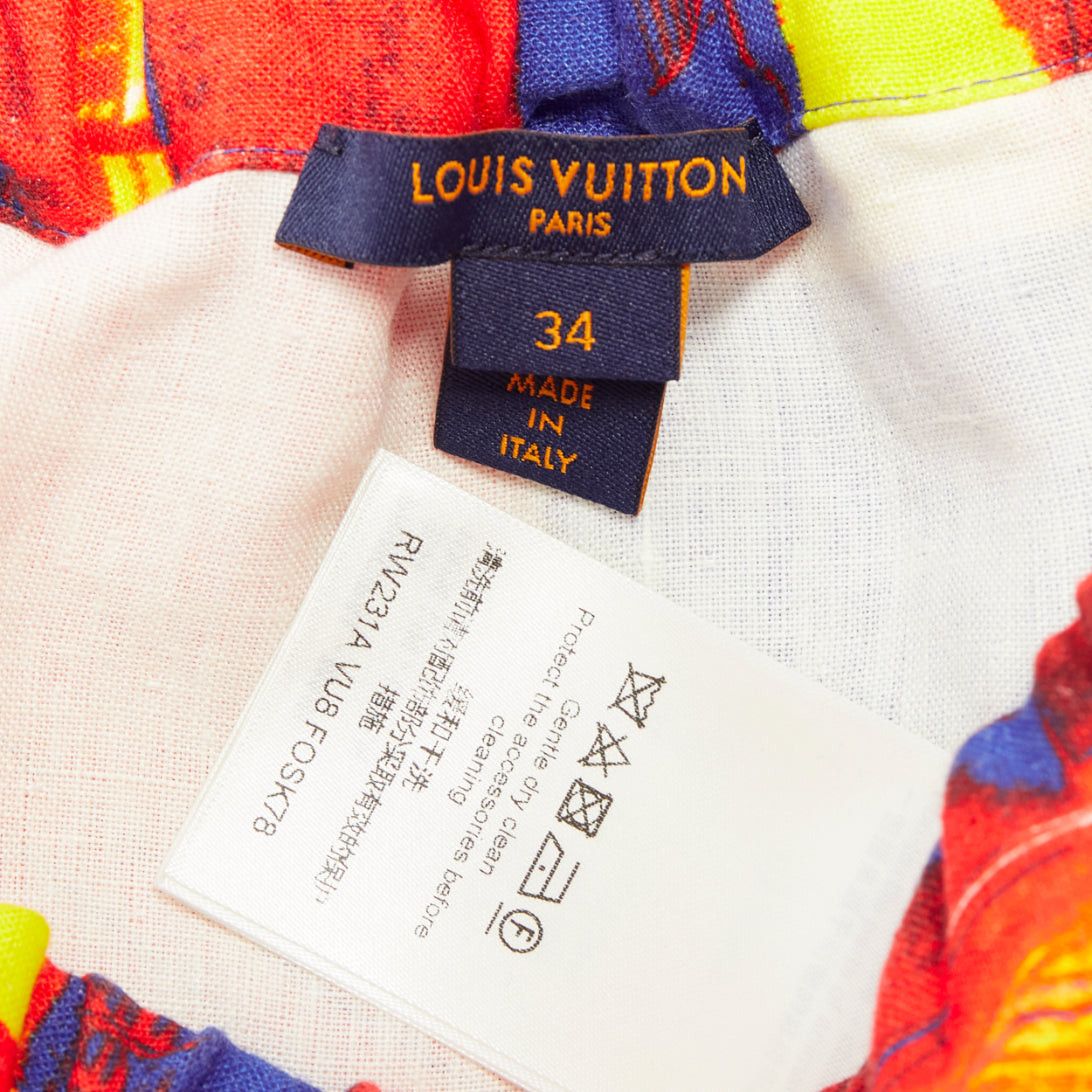 Louis Vuitton LOUIS VUITTON Salk Institute orange purple linen lambskin trim pocket mini skirt FR34 XS Size 26" / US 2 / IT 38 - 8 Thumbnail