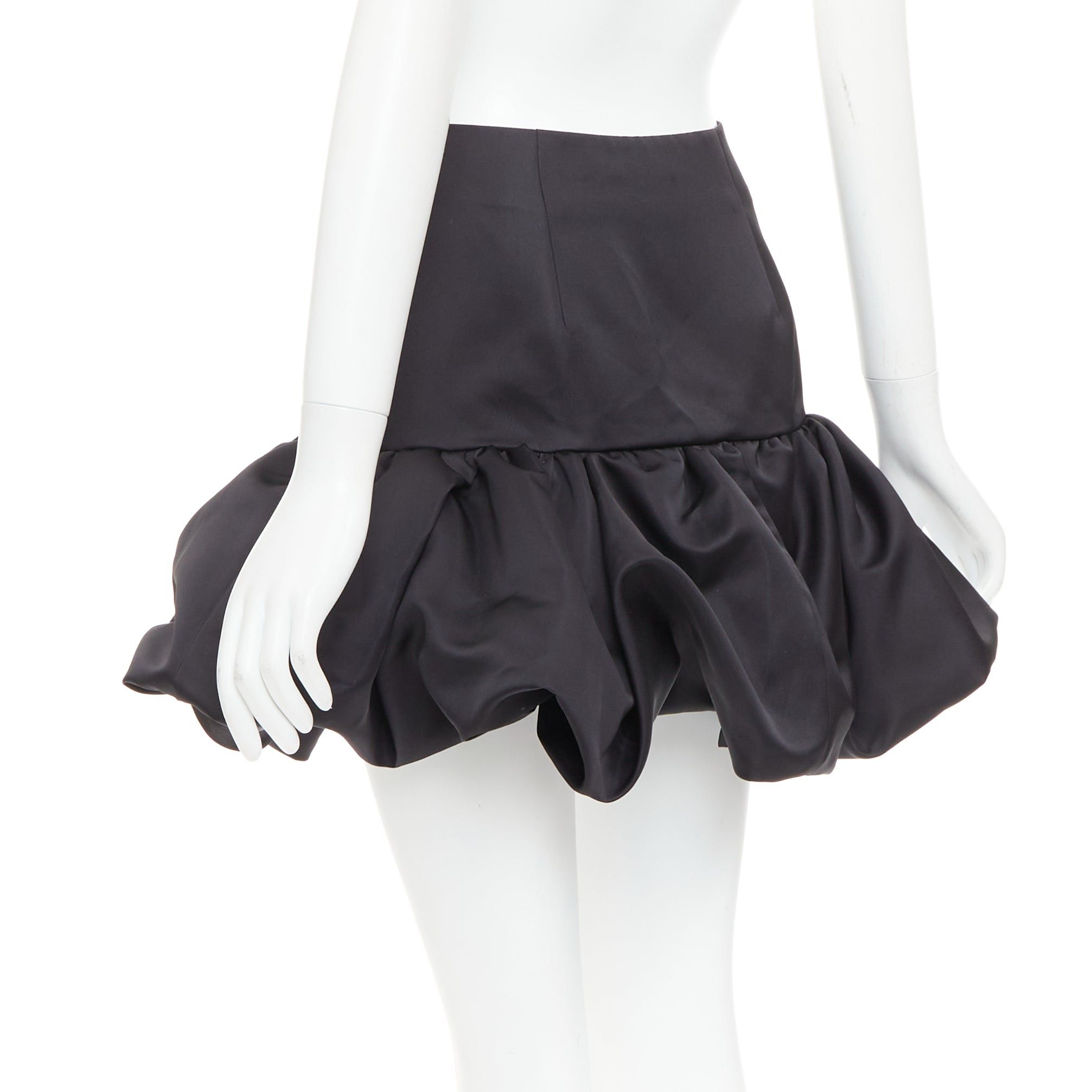 Area AREA black satin ruffle hem high waisted puffy mini skirt US2 XS Size 27" / US 4 / IT 40 - 6 Thumbnail