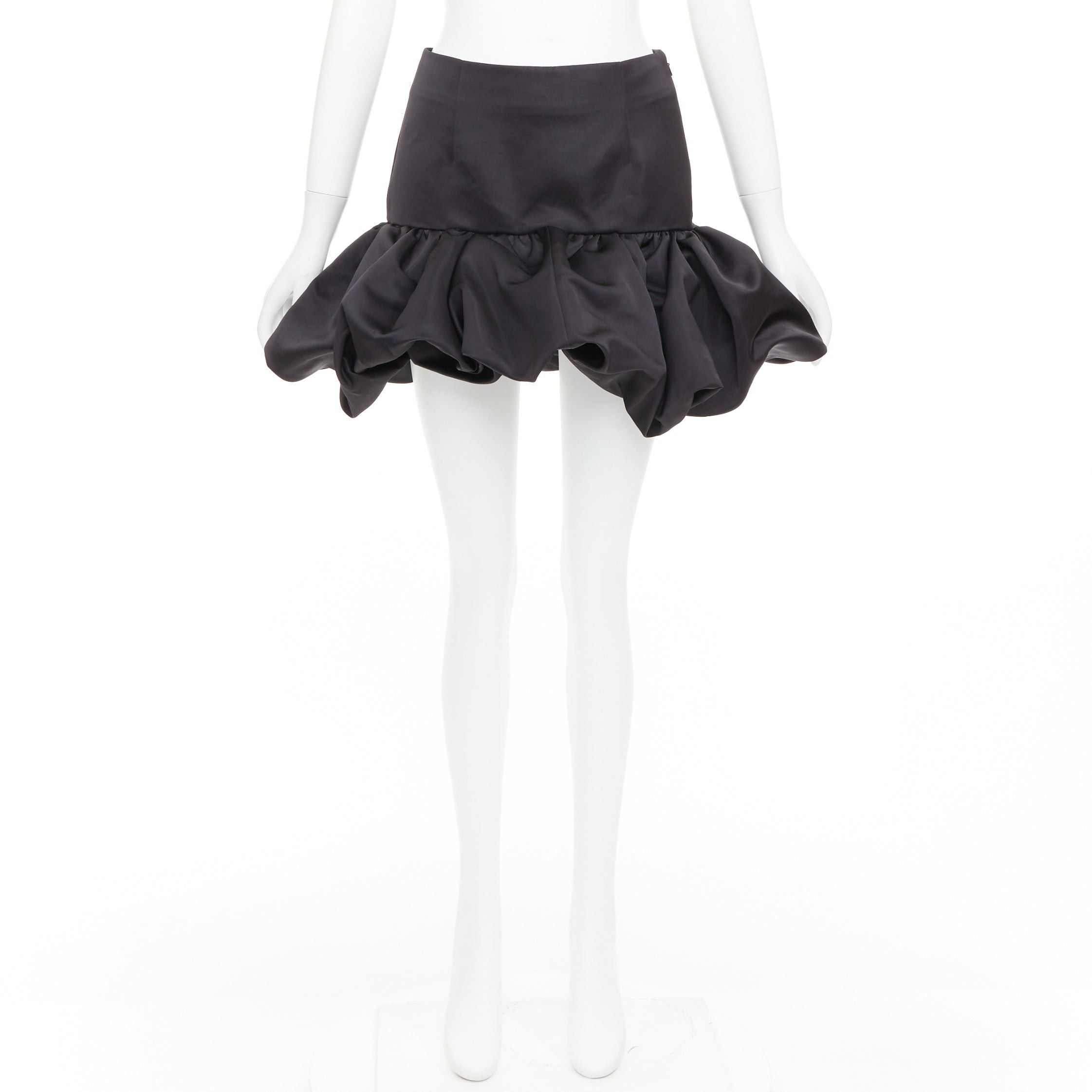 Area AREA black satin ruffle hem high waisted puffy mini skirt US2 XS Size 27" / US 4 / IT 40 - 9 Thumbnail