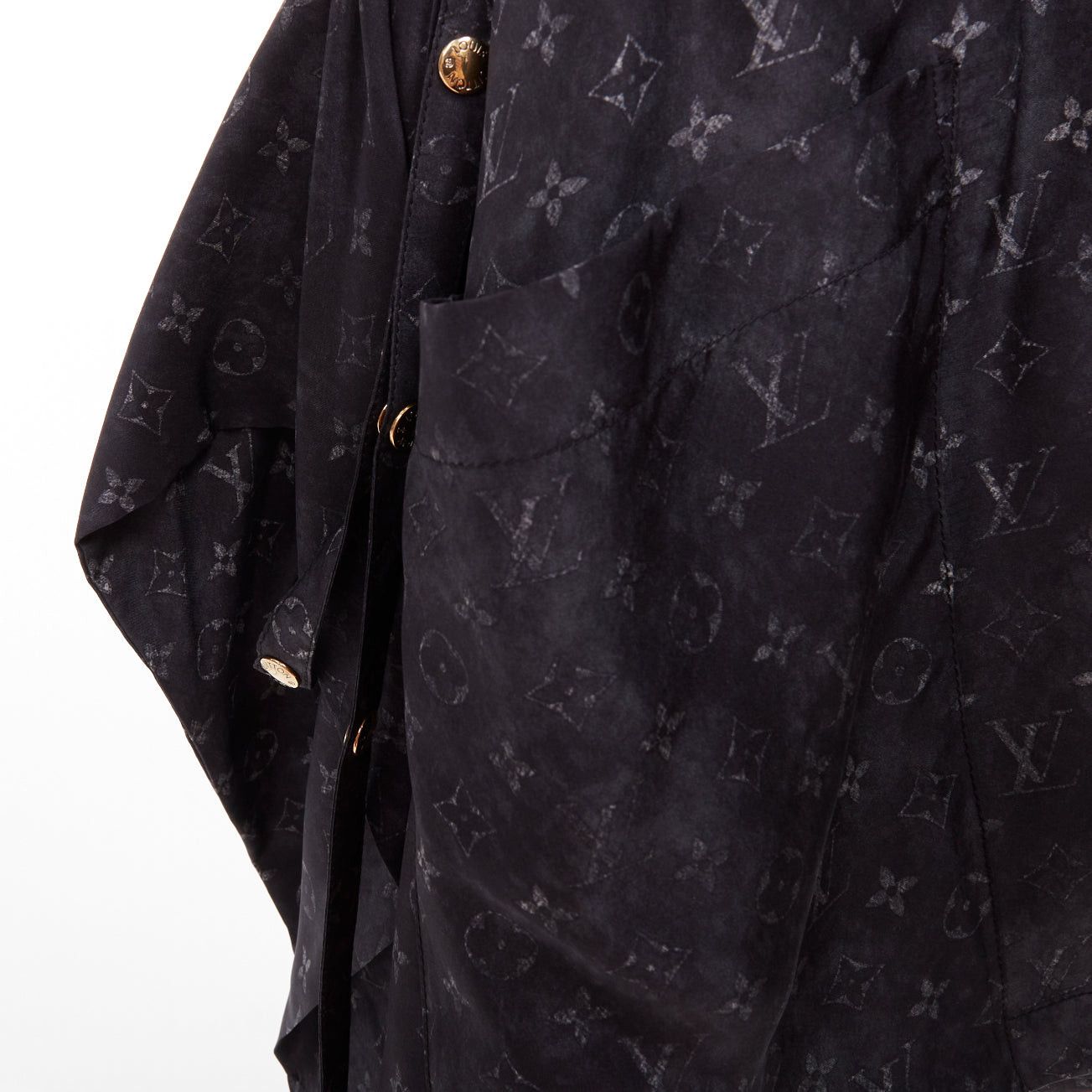 Louis Vuitton LOUIS VUITTON Monogram Cloud Pocket grey 100% silk flare mini skirt FR34 XS Size 26" / US 2 / IT 38 - 7 Thumbnail