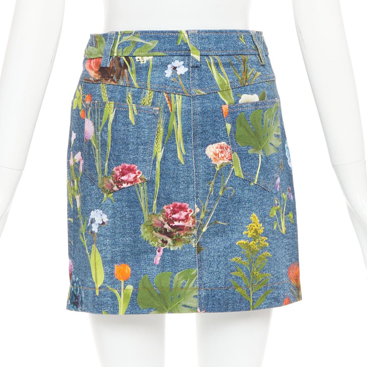 Moschino MOSCHINO BOUTIQUE blue floral print cotton denim mini skirt IT38 XS Size 26" / US 2 / IT 38 - 4 Thumbnail