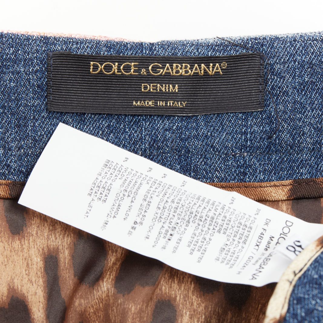 Dolce & Gabbana DOLCE GABBANA Denim Minirock gold blue jacquard patchwork mini skirt IT38 XS Size 26" / US 2 / IT 38 - 8 Thumbnail