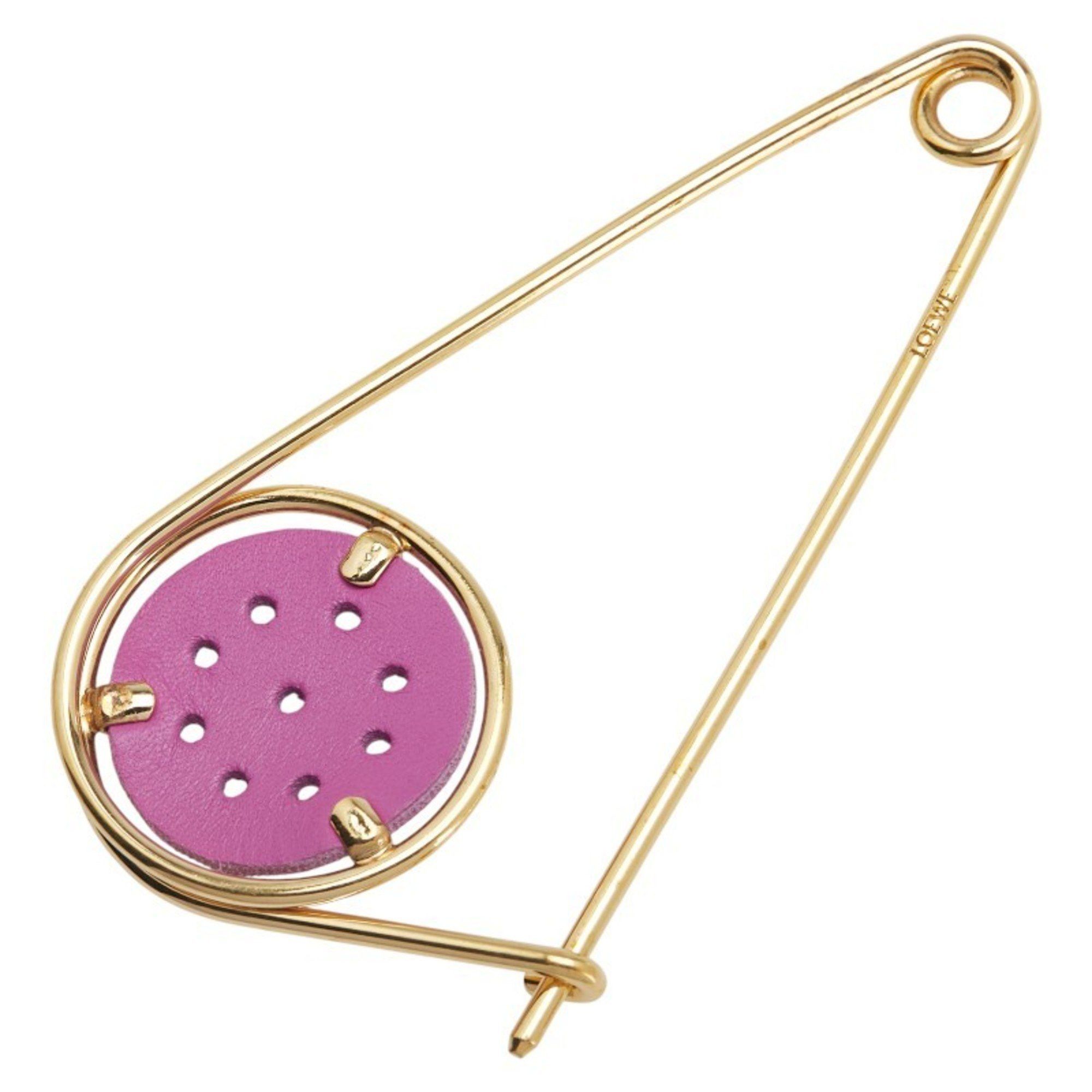 Loewe LOEWE Meccano Pin Brooch in Gold and Purple Plated Leather for Women Size ONE SIZE - 2 Thumbnail