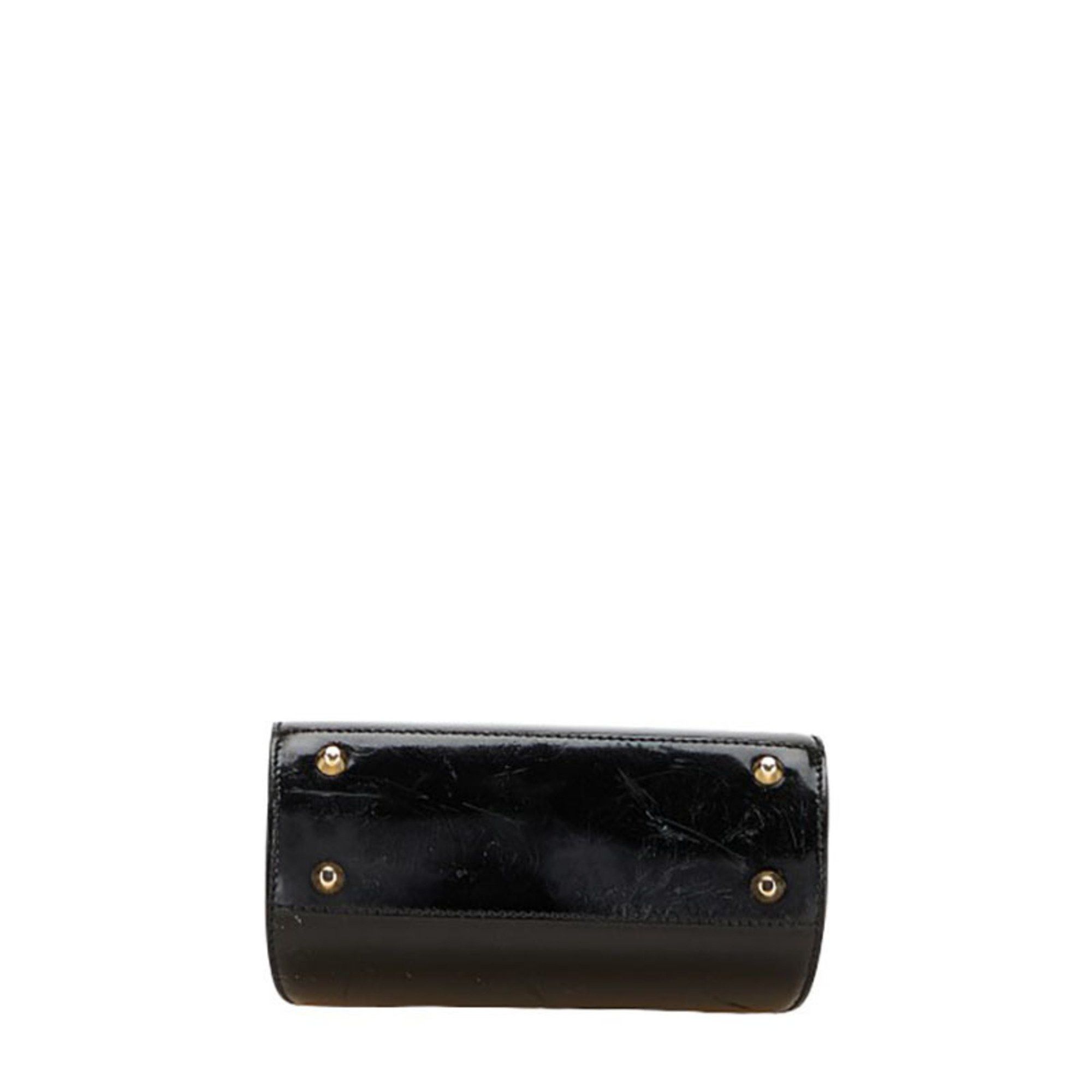 Dior Christian Dior Dior handbag/shoulder bag, 2-way, black and gold patent leather, women's. Size ONE SIZE - 3 Thumbnail